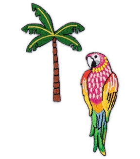 2ct Parrot & Palm Tree Iron On Patches by hildie & jo