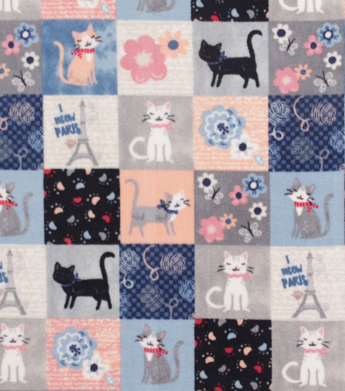 Kitty Patchwork Anti Pill Fleece Fabric