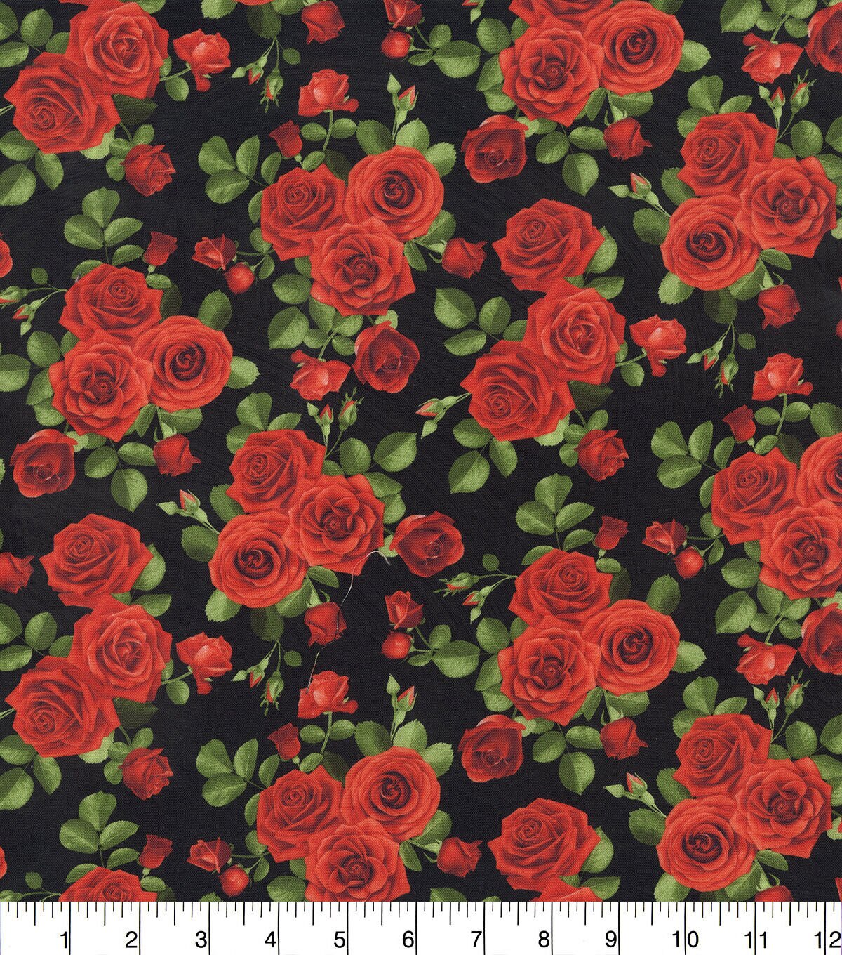 Hi Fashion Rose Bouquets on Black Premium Cotton Fabric