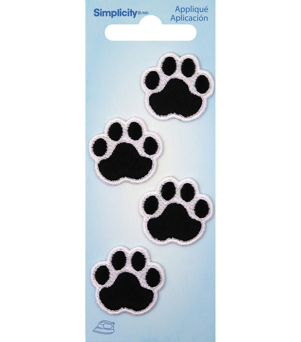 Simplicity 1 Black Cat Paw With White Embroidery Iron On Patches 4pk
