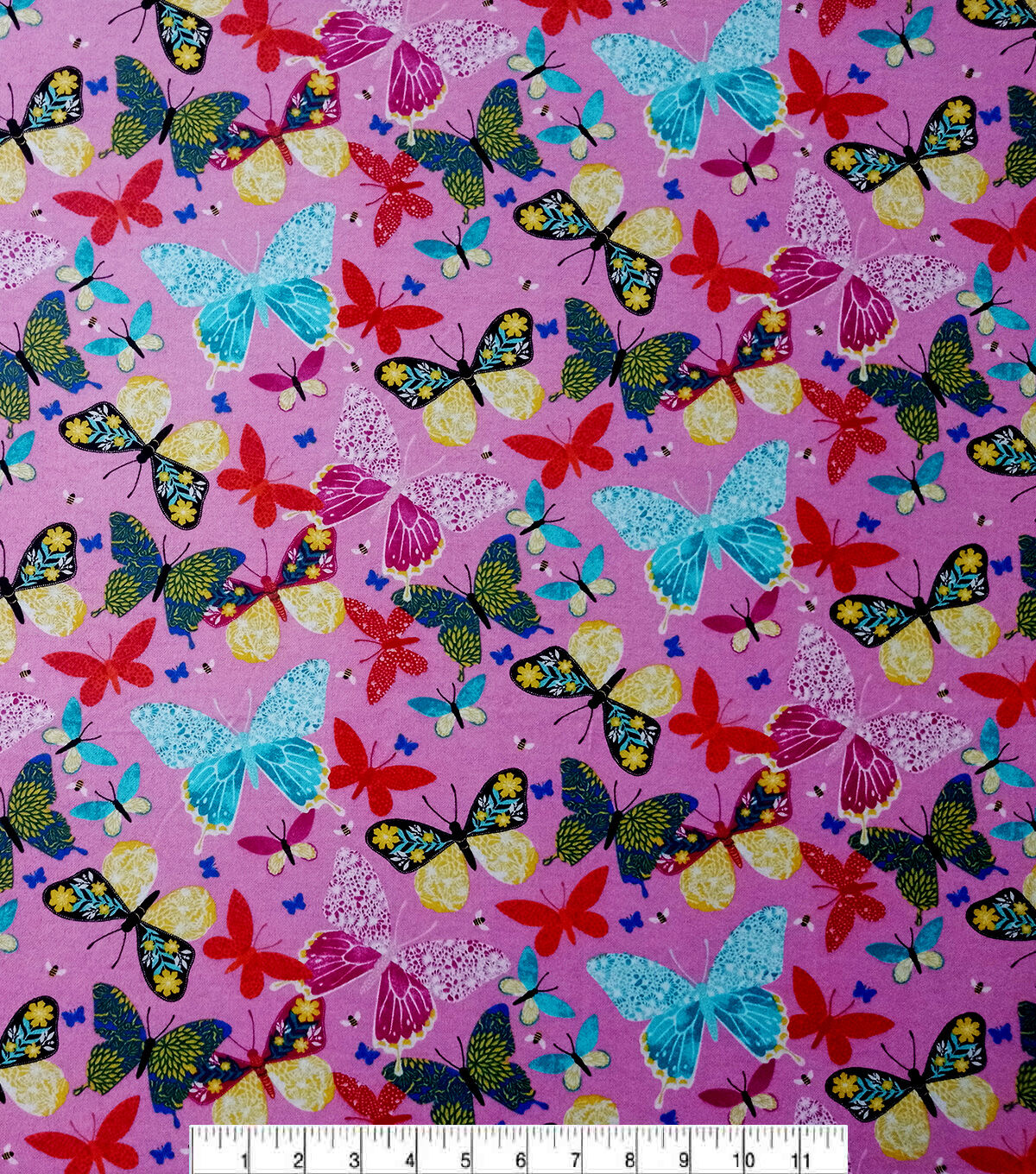 Butterflies on Pink Super Snuggle Flannel Fabric