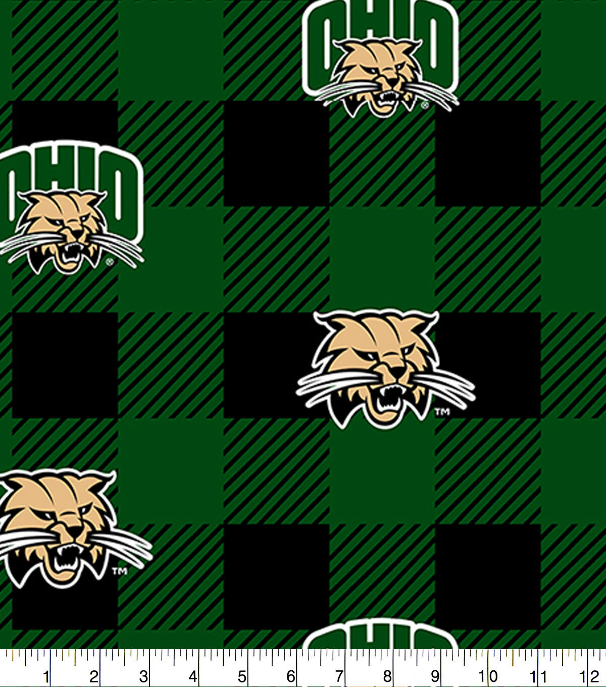 Ohio University Bobcats Fleece Fabric Buffalo Check