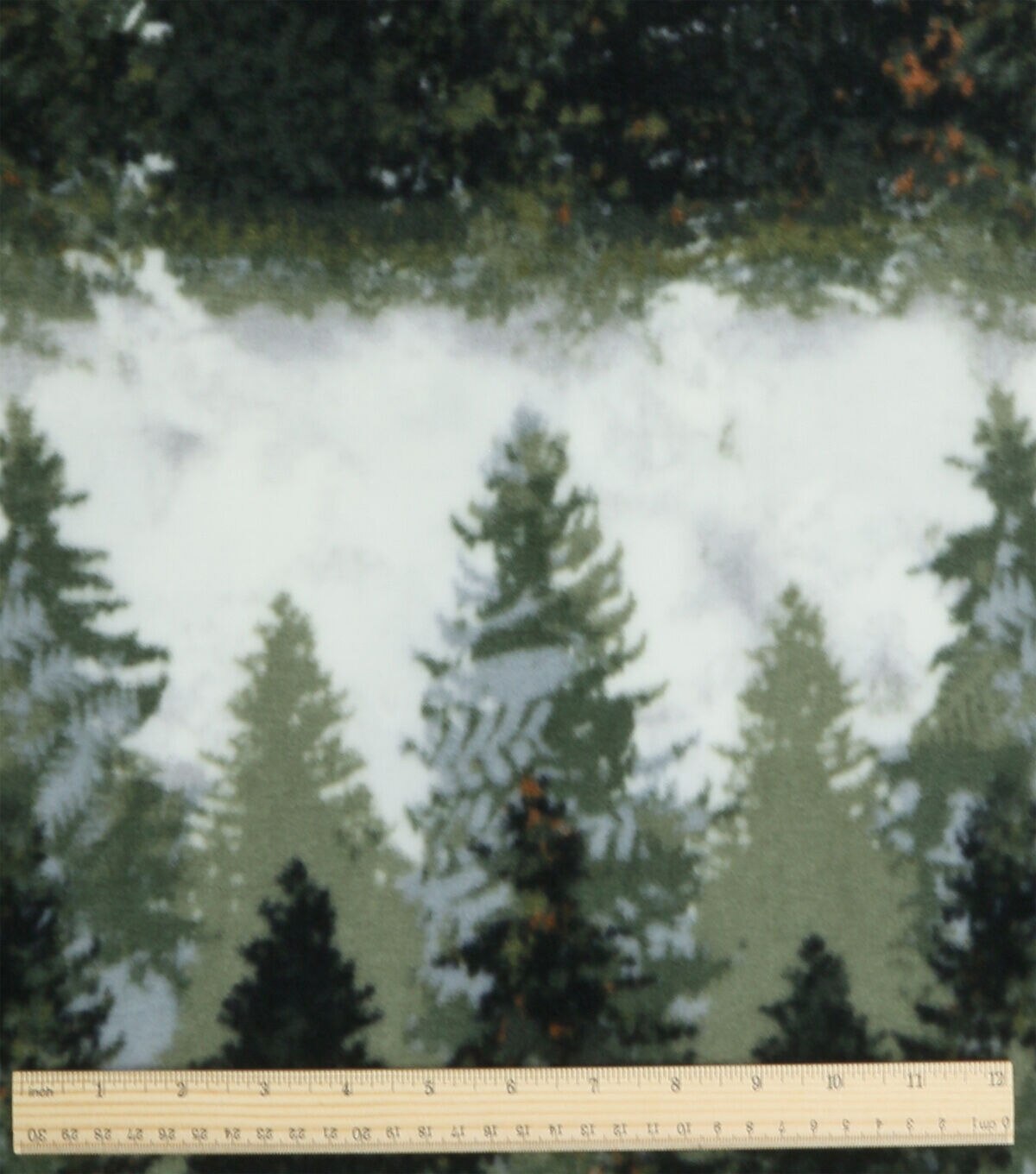 Faded Trees on Green Anti Pill Fleece Fabric