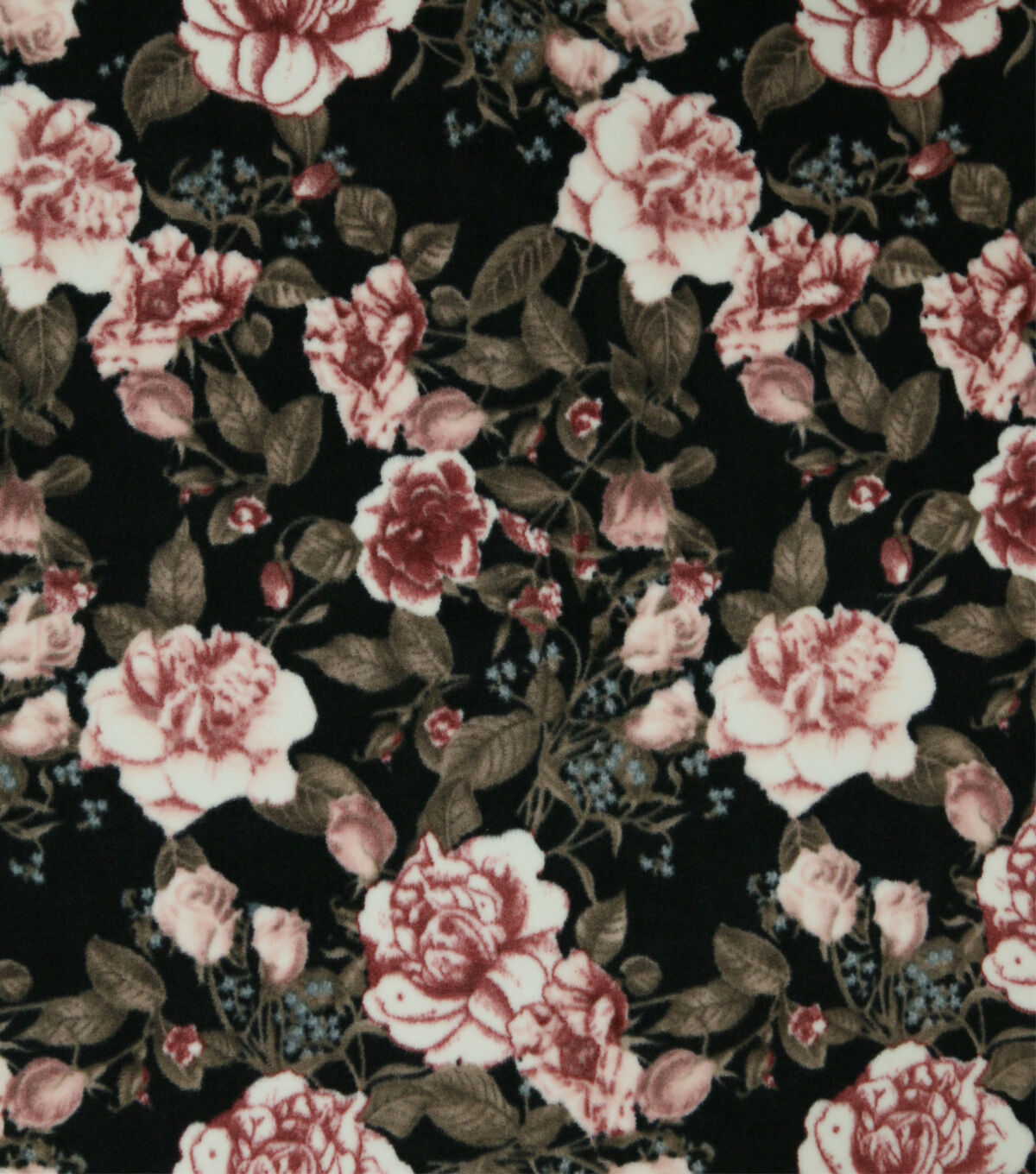 Night Blooms Floral On Black Luxe Fleece Fabric