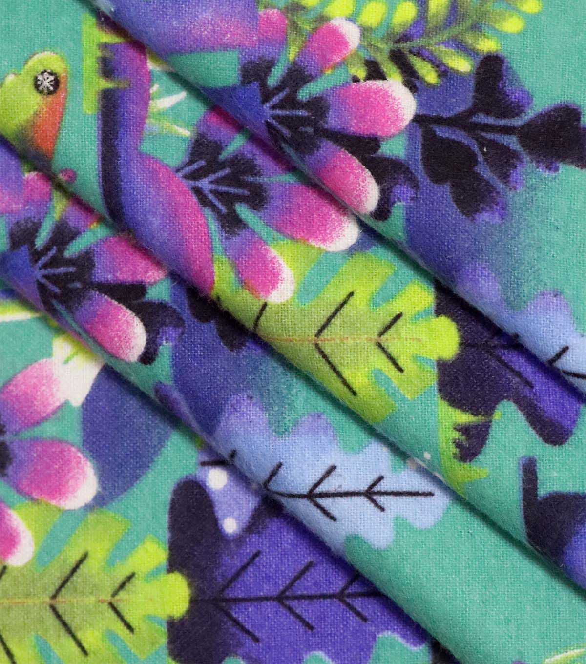 Landscape Leaves on Blue Super Snuggle Flannel Fabric