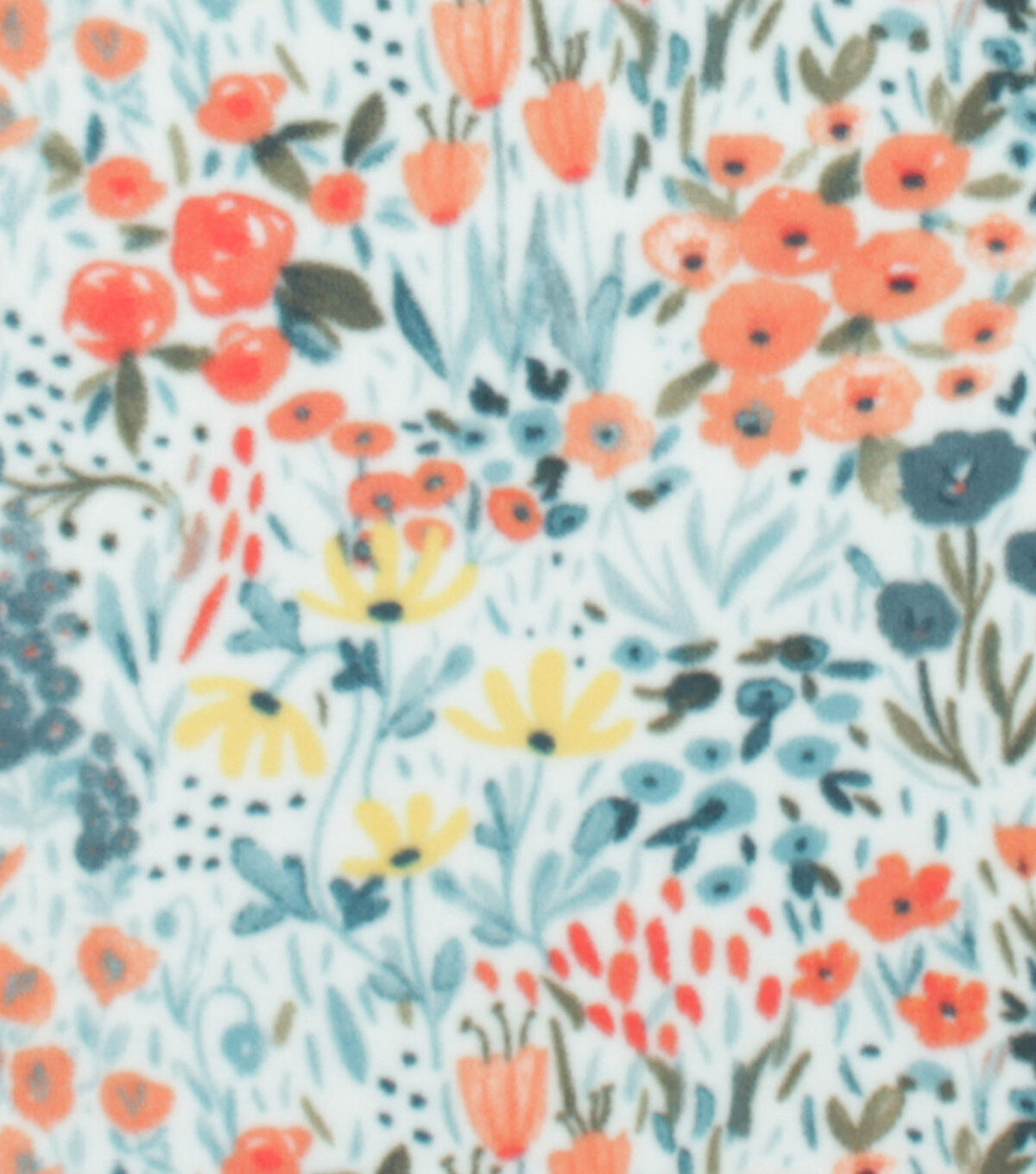 Blue Watercolor Packed Floral Anti Pill Fleece Fabric