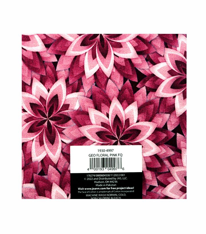 18 x 21 Pink Geometric Floral Cotton Fabric Quarter by Keepsake Calico