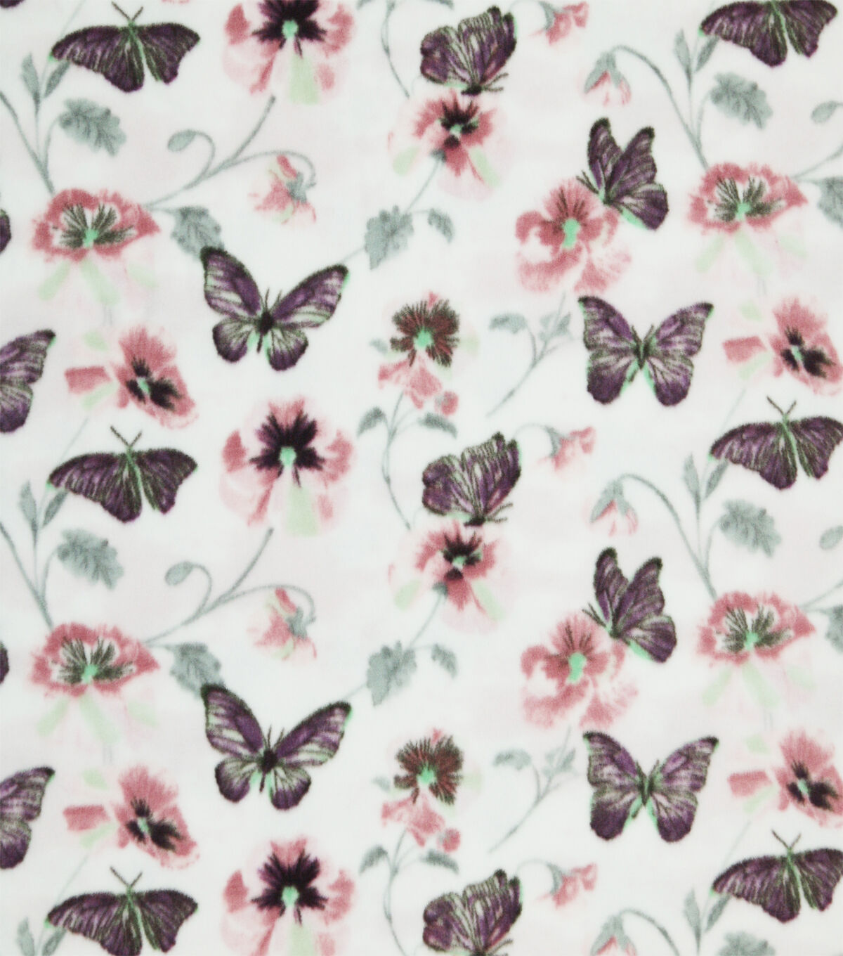 Pink Floral & Butterflies Anti Pill Fleece Fabric
