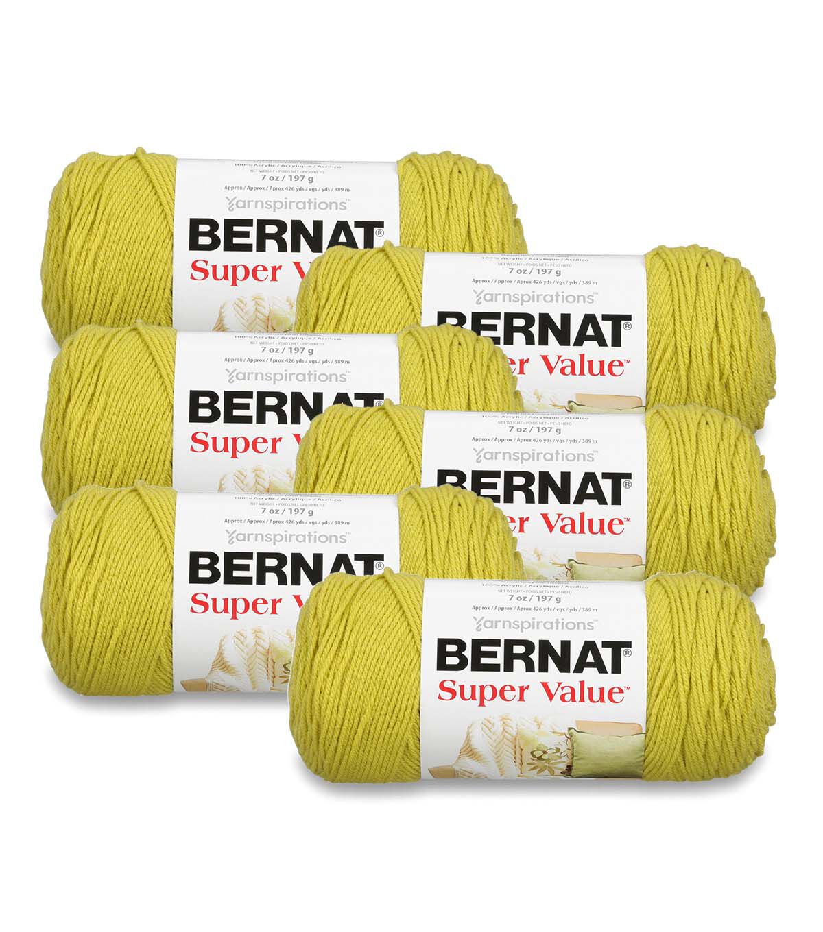 Bernat Super Value Worsted Acrylic Yarn 6 Bundle