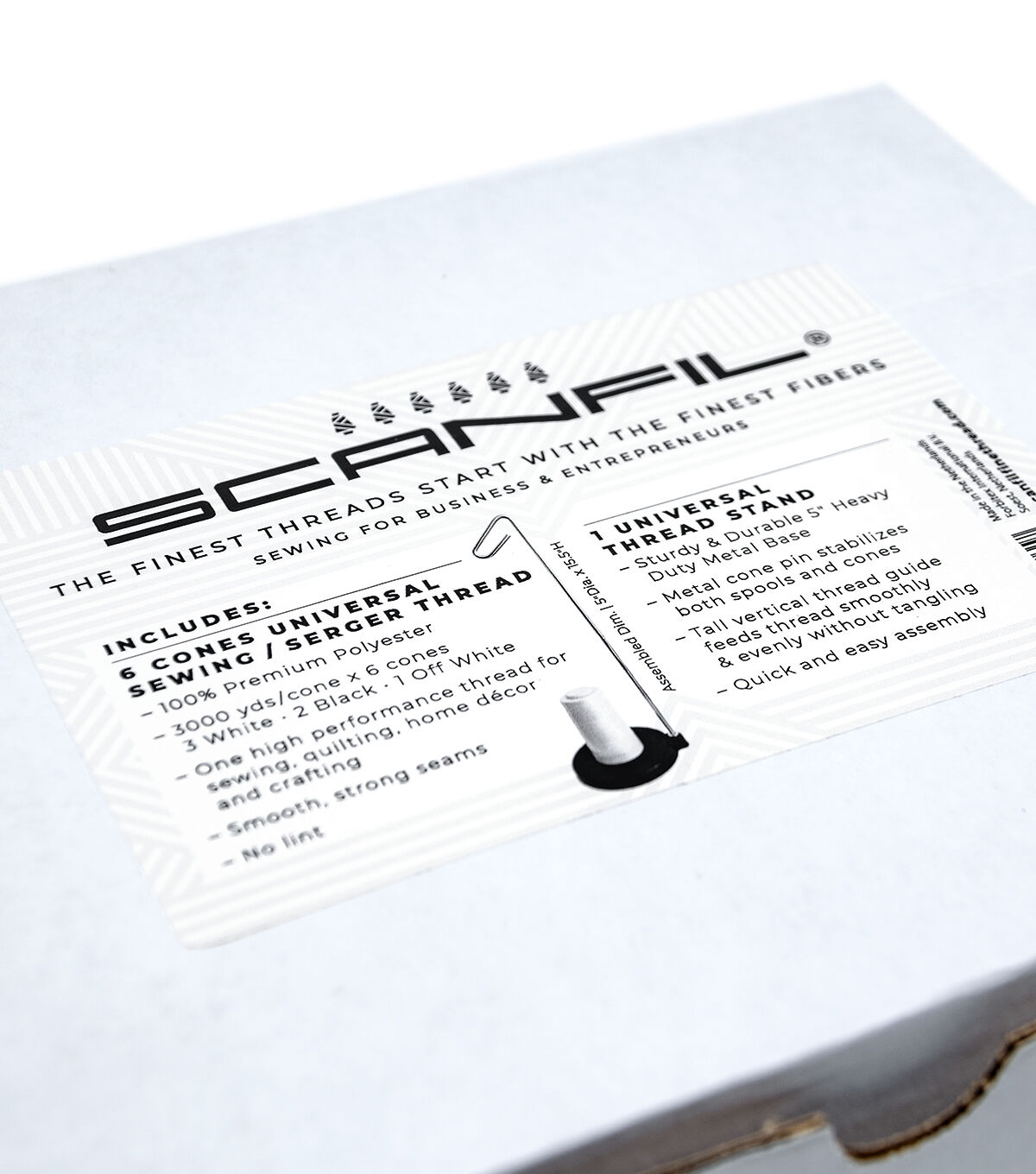 SCANFIL Premium Universal Poly No. 100 Thread 3000 Yds 6ct and Stand