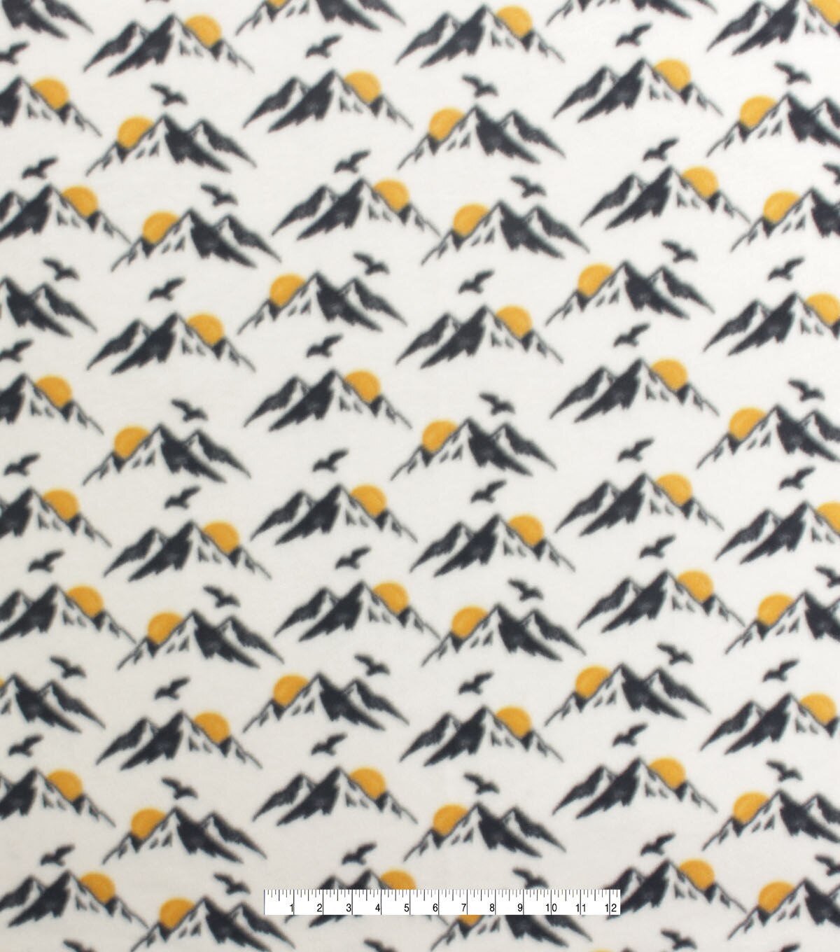 Mountains on Cream Blizzard Fleece Fabric