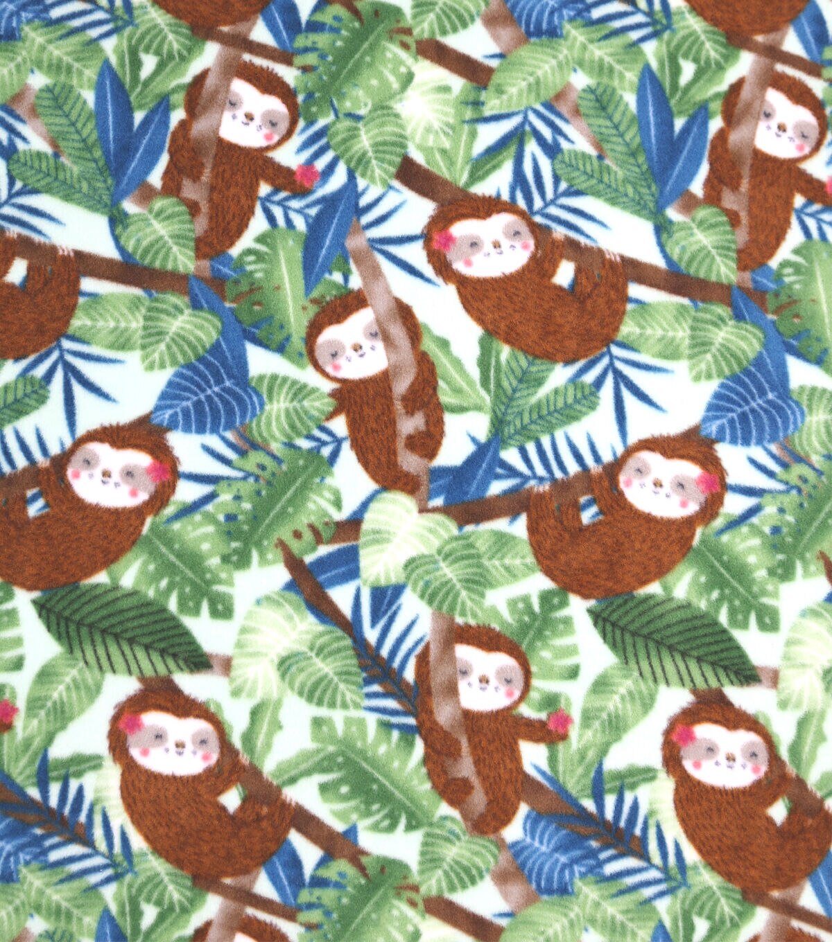 Jungle Sloths Anti Pill Fleece Fabric