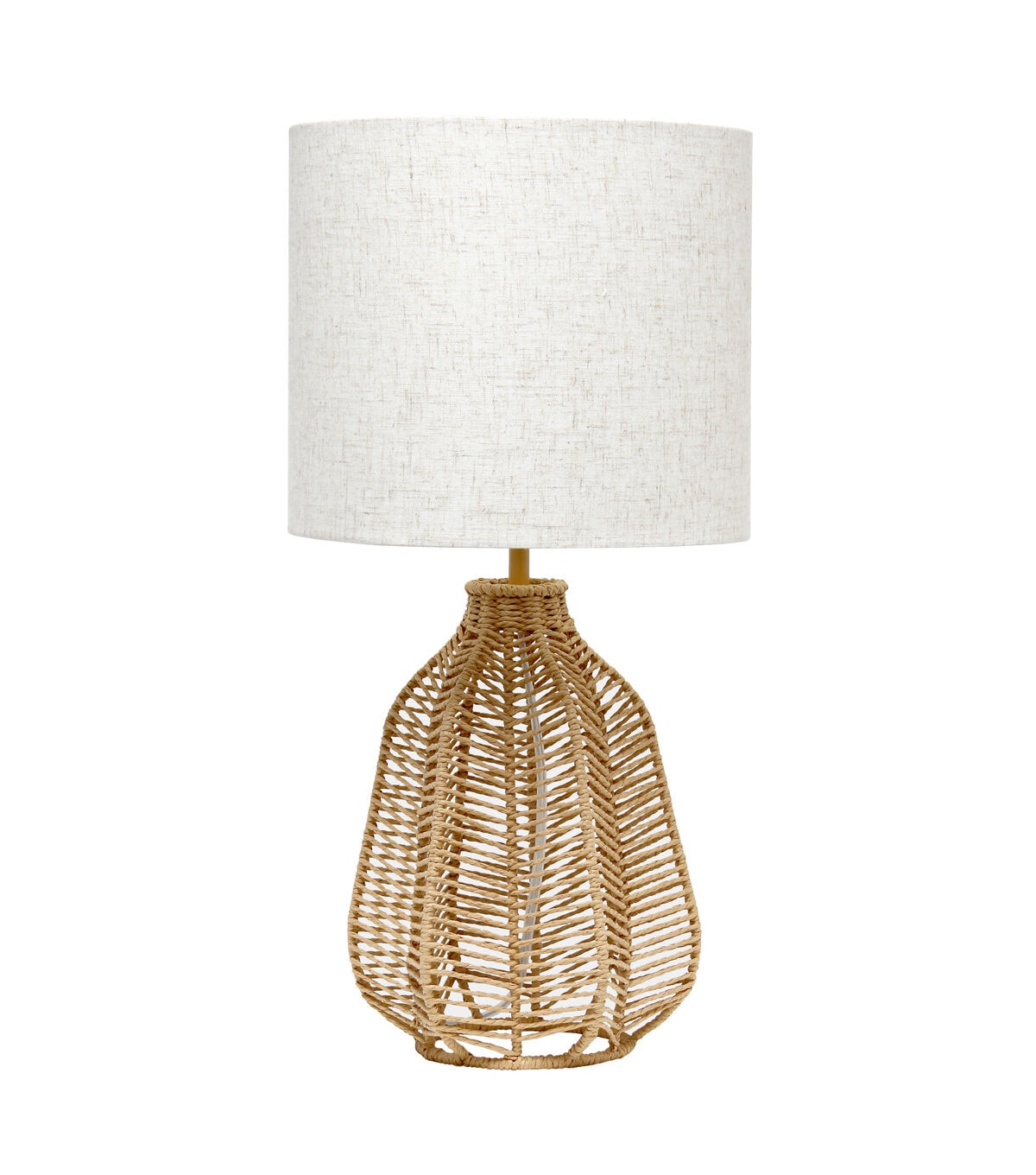 All The Rages 21 Vintage Rattan Paper Rope Table Lamp With Fabric Shade