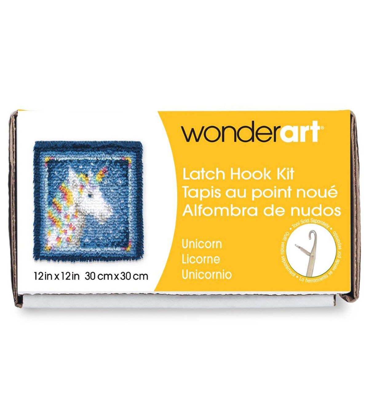 Wonderart Latch Hook Kit 12X12 Unicorn