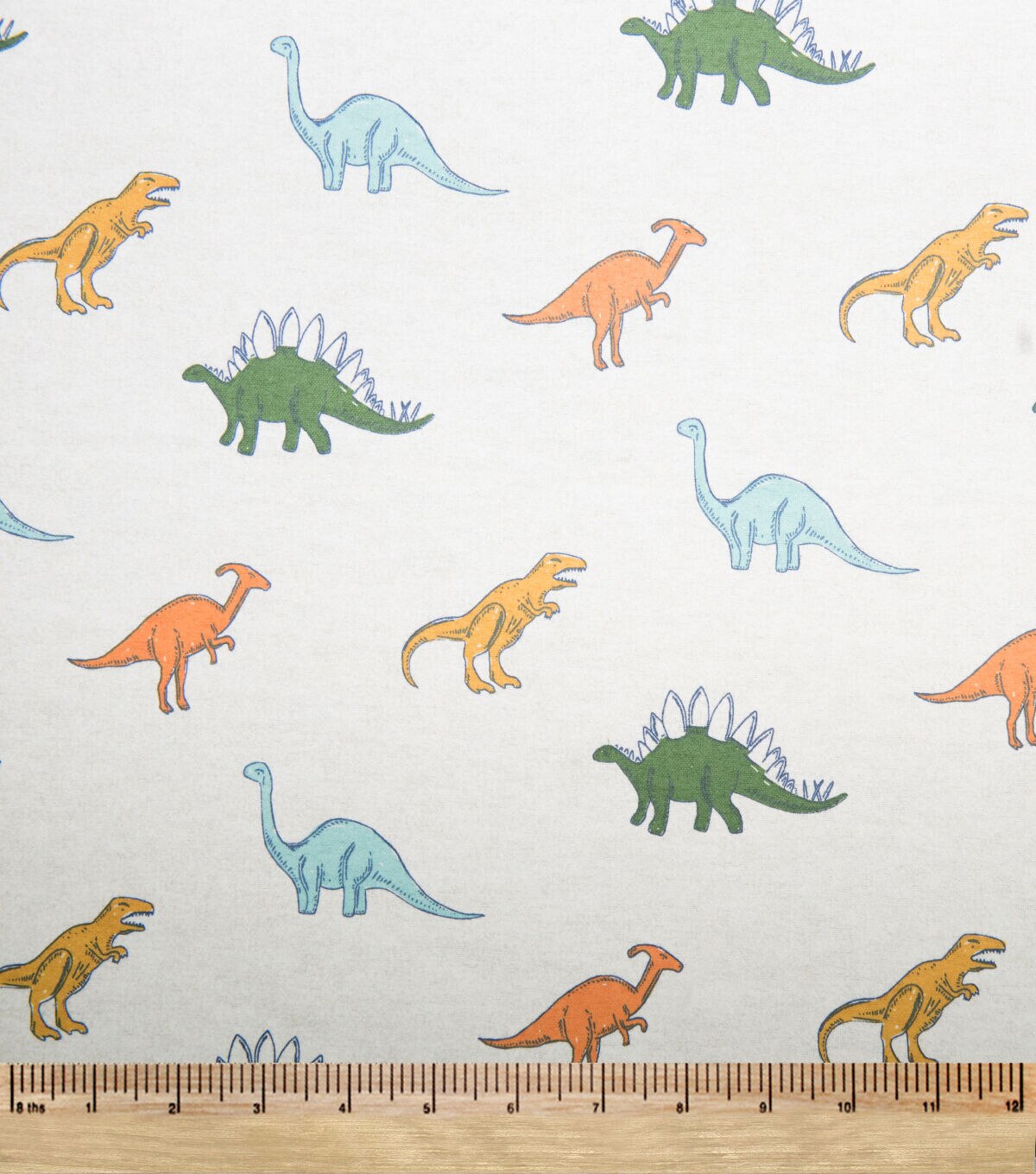 POP! Super Snuggle Dinos On Oatmeal Flannel Fabric