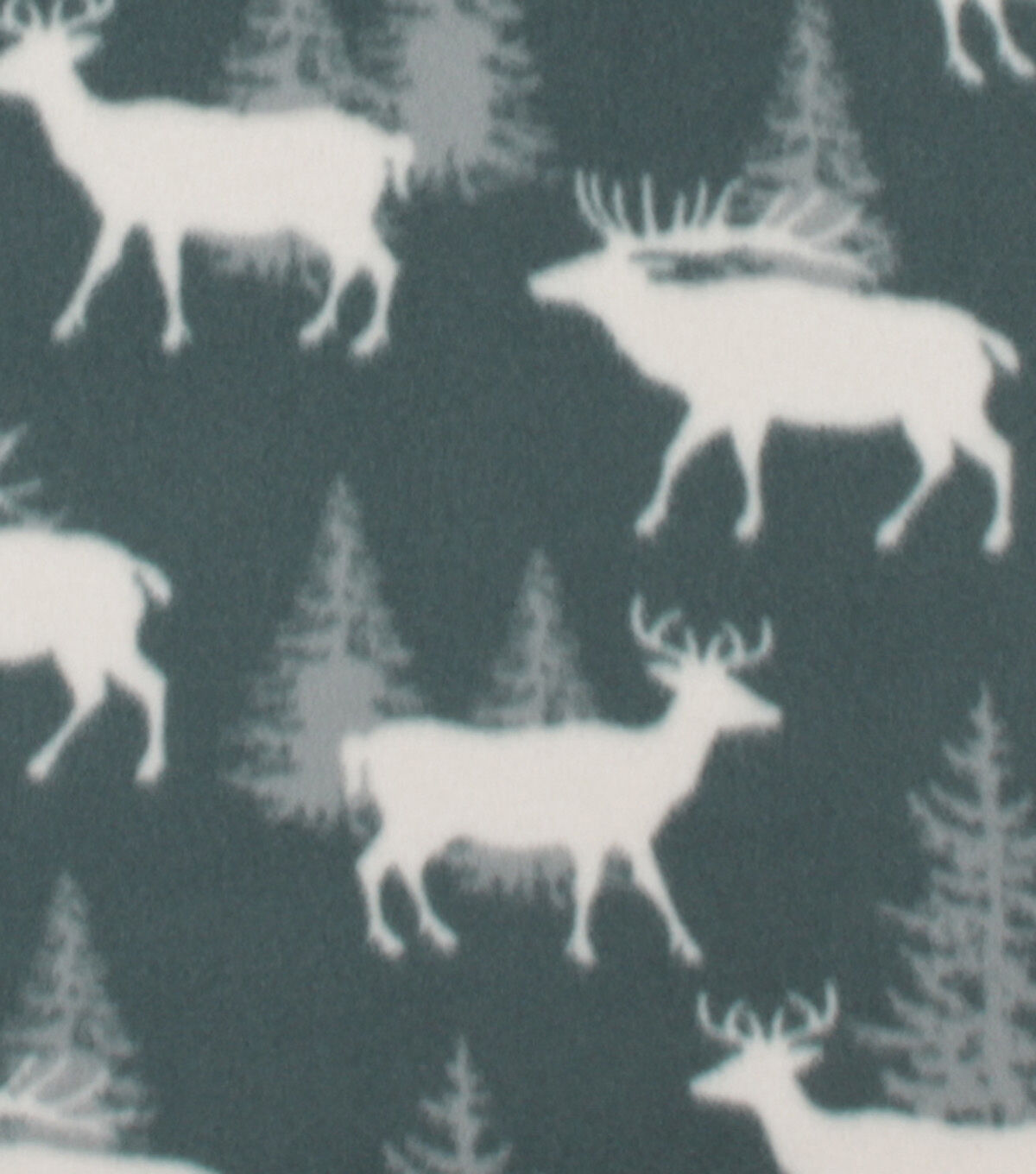 Green Deer Forest Blizzard Fleece Fabric
