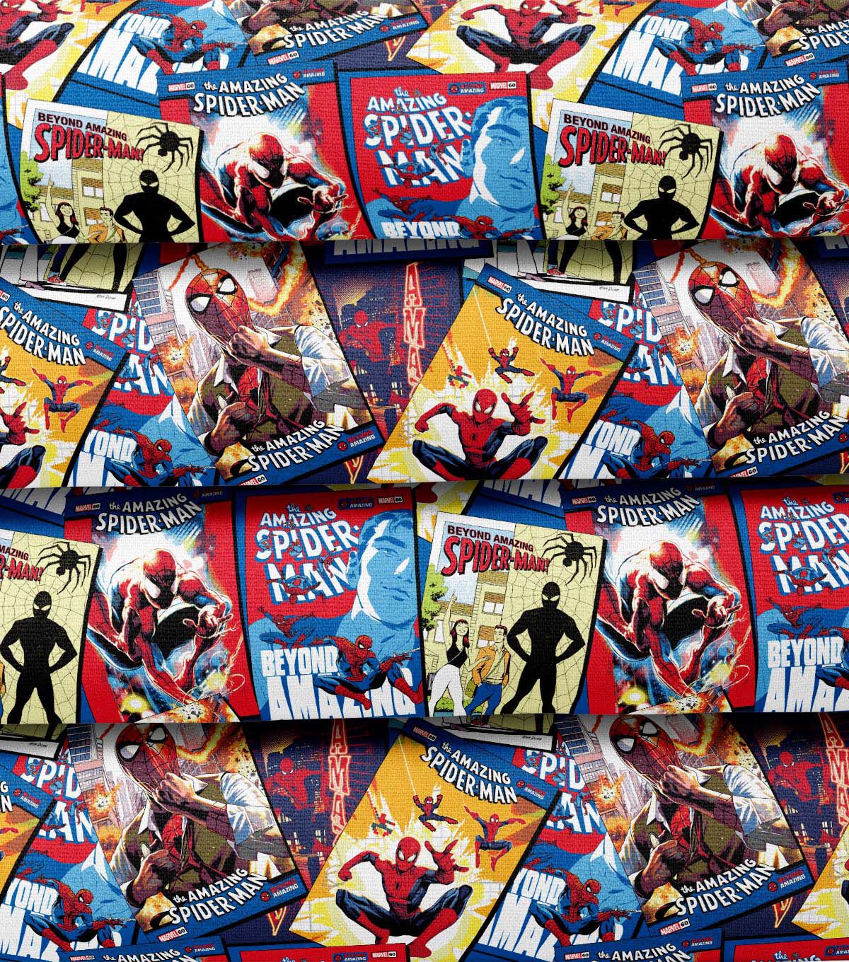 Marvel Spiderman Comic Cover Stack Cotton Fabric