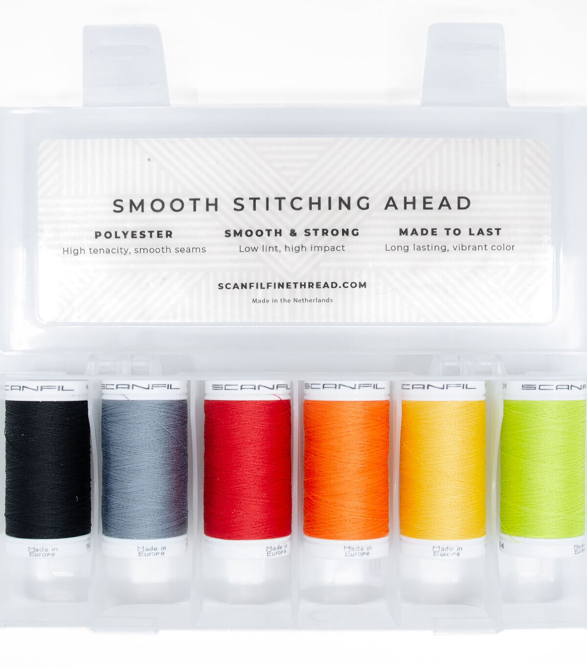 SCANFIL Premium Polyester No. 100 Thread 500 Yds 6ct and Box Costume