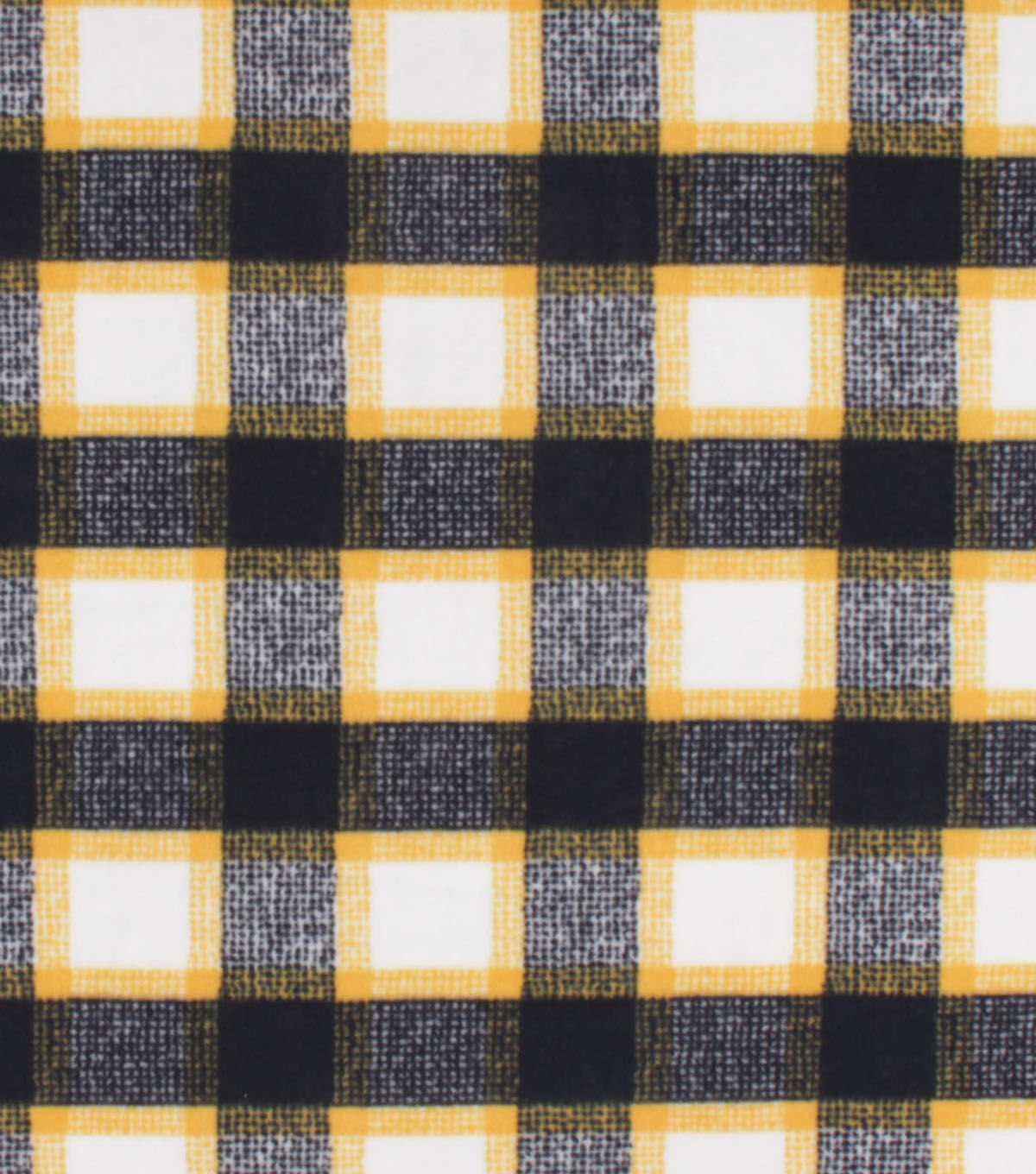 Yellow & Black Textured Plaid Anti Pill Fleece Fabric