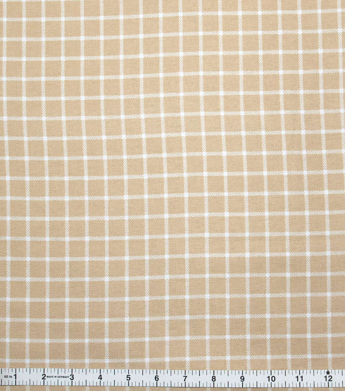 Super Snuggle Tan Windowpane Plaid Flannel Fabric