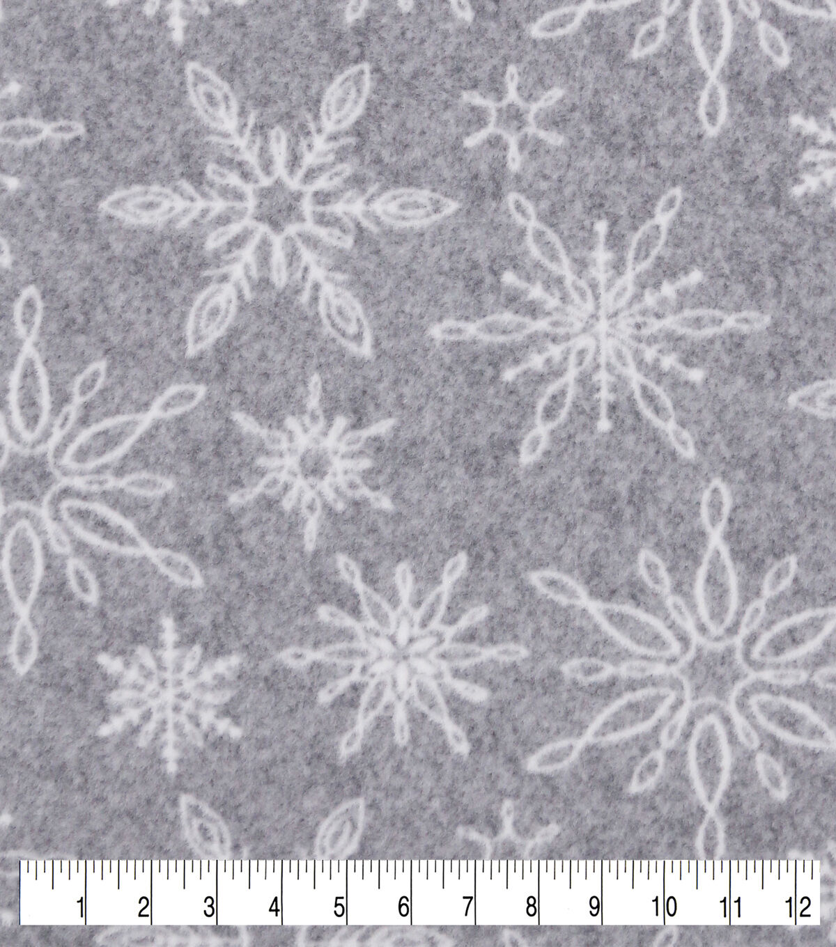 Snowflakes on Gray Anti Pill Fleece Fabric