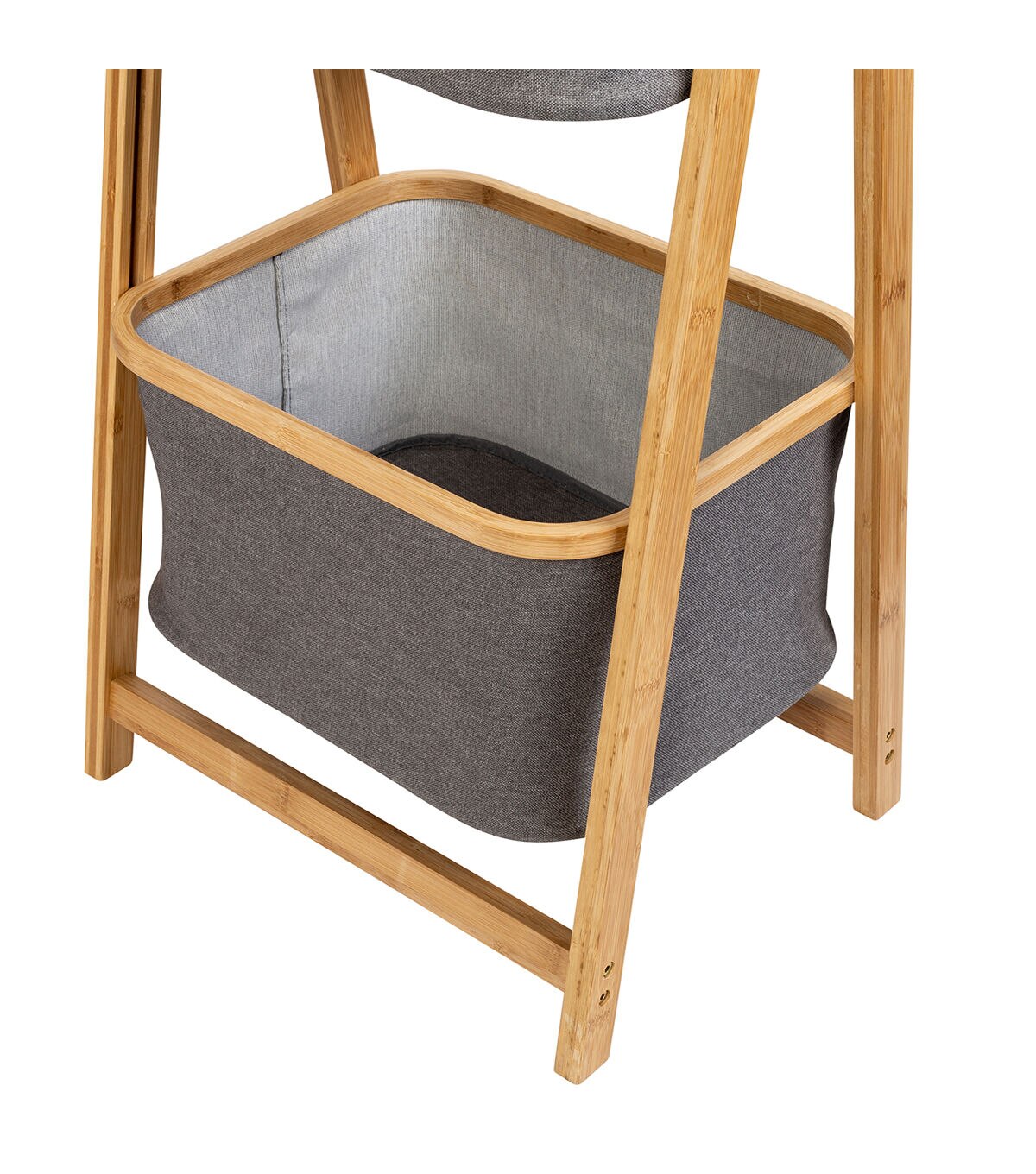 Honey Can Do 18 x 39 Bamboo & Gray Canvas 2 Tier Storage Caddy