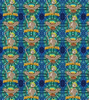 Grateful Dead Cotton Fabric Skeleton Hawk