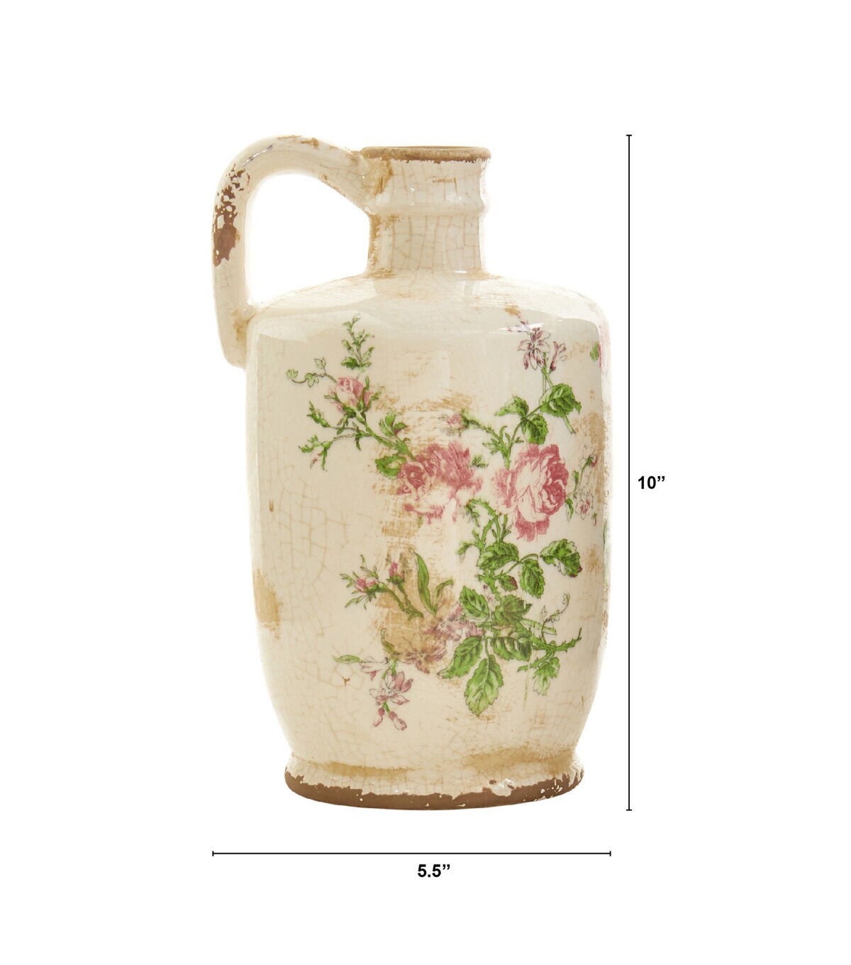 Nearly Natural 10 Tuscan Ceramic Floral Print Pitcher