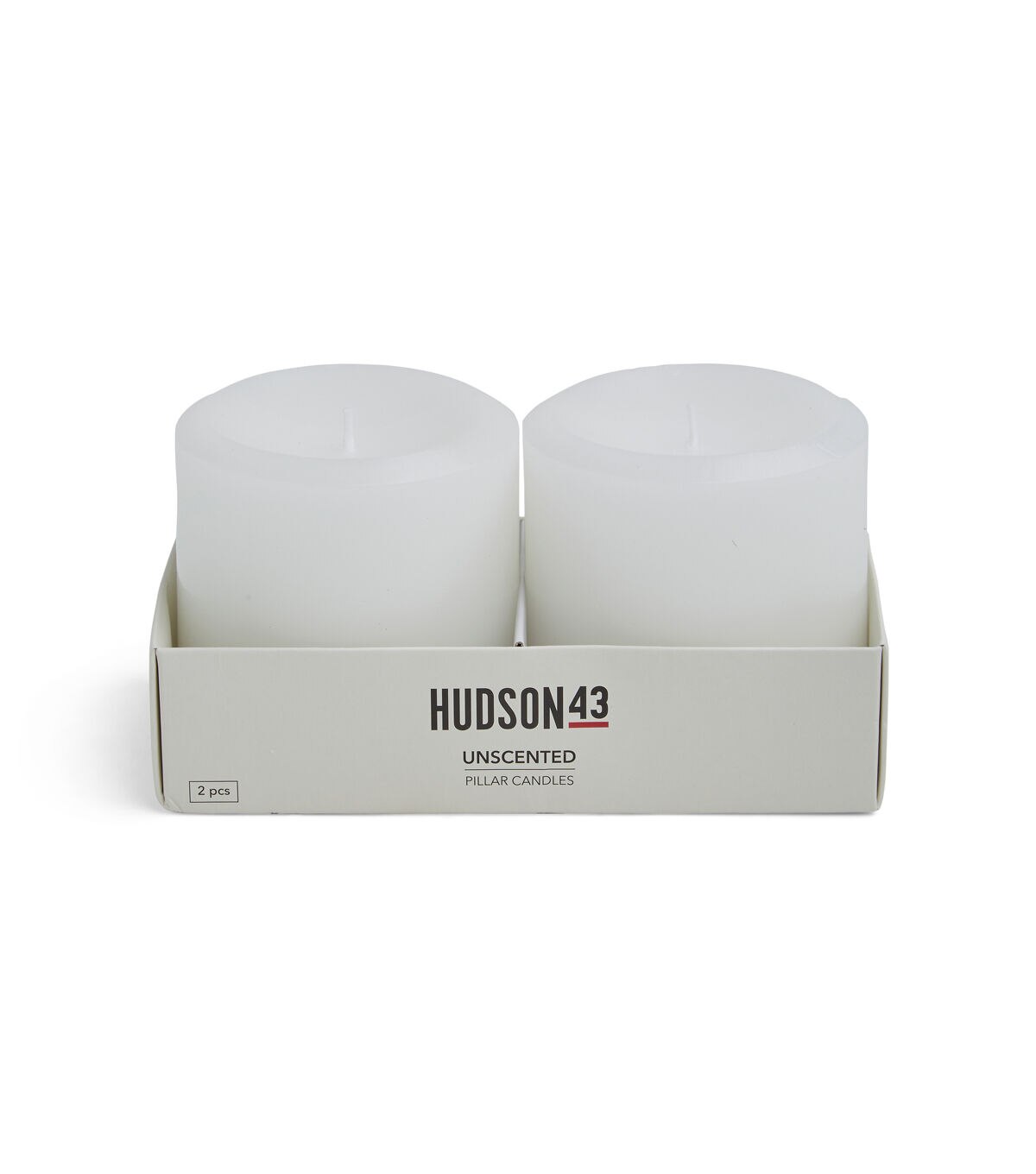 3 x 3 White Unscented Pillar Candles 2pk by Hudson 43