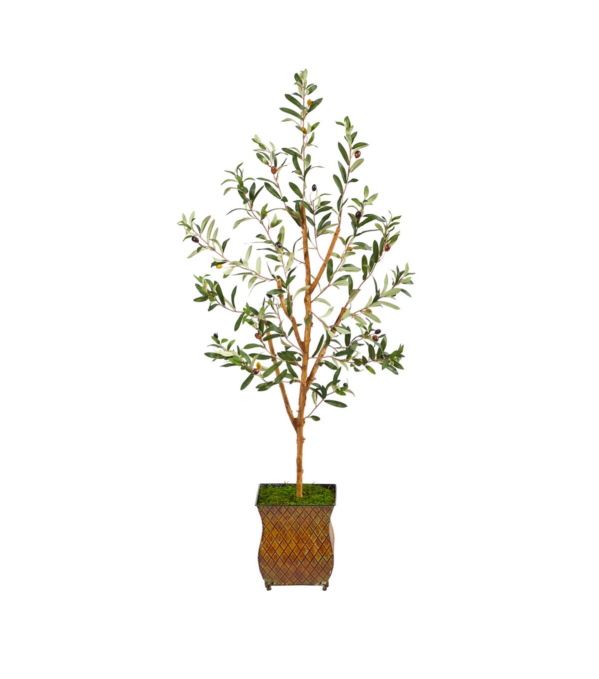 Nearly Natural 50 Olive Artificial Tree in Metal Planter