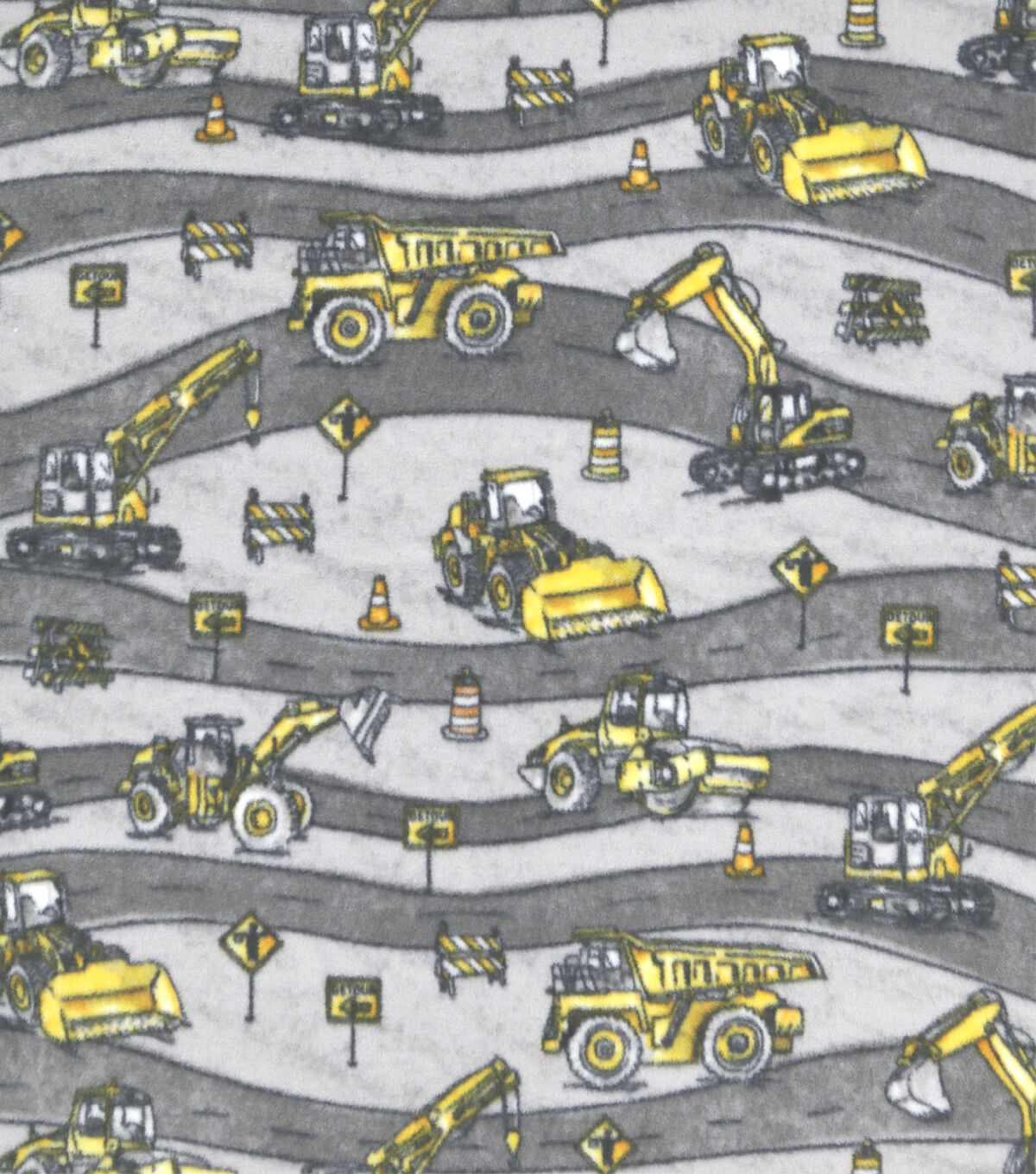 Road Closed on Gray Anti Pill Fleece Fabric