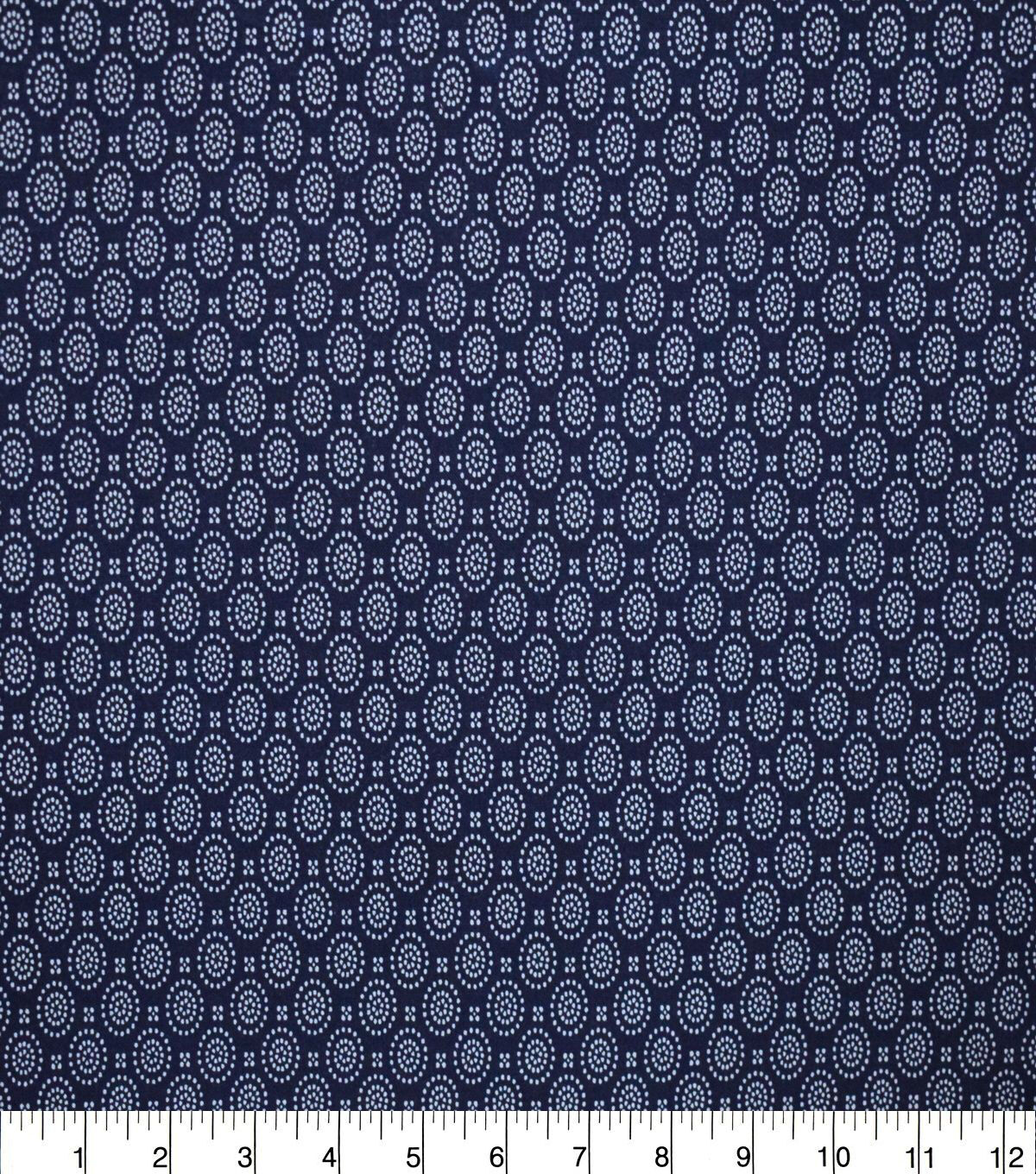 Dotted Circles on Navy Quilt Cotton Fabric by Quilter's Showcase