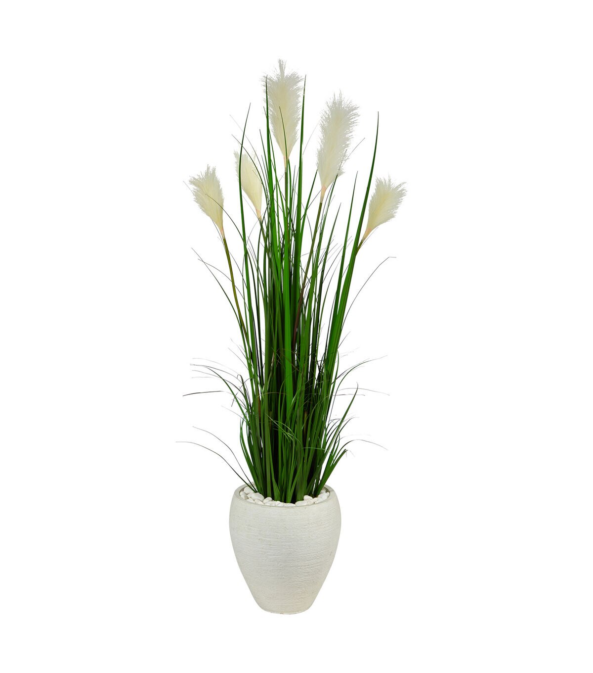 Nearly Natural 4.5' Wheat Plume Grass Artificial Plant in White Planter