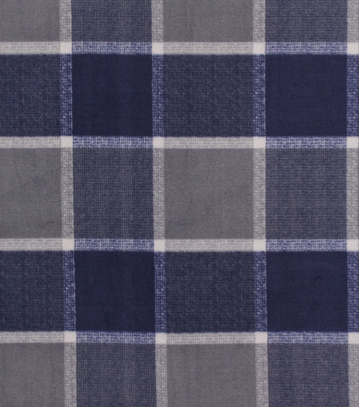 Navy & Gray Windowpane Plaid Anti Pill Fleece Fabric