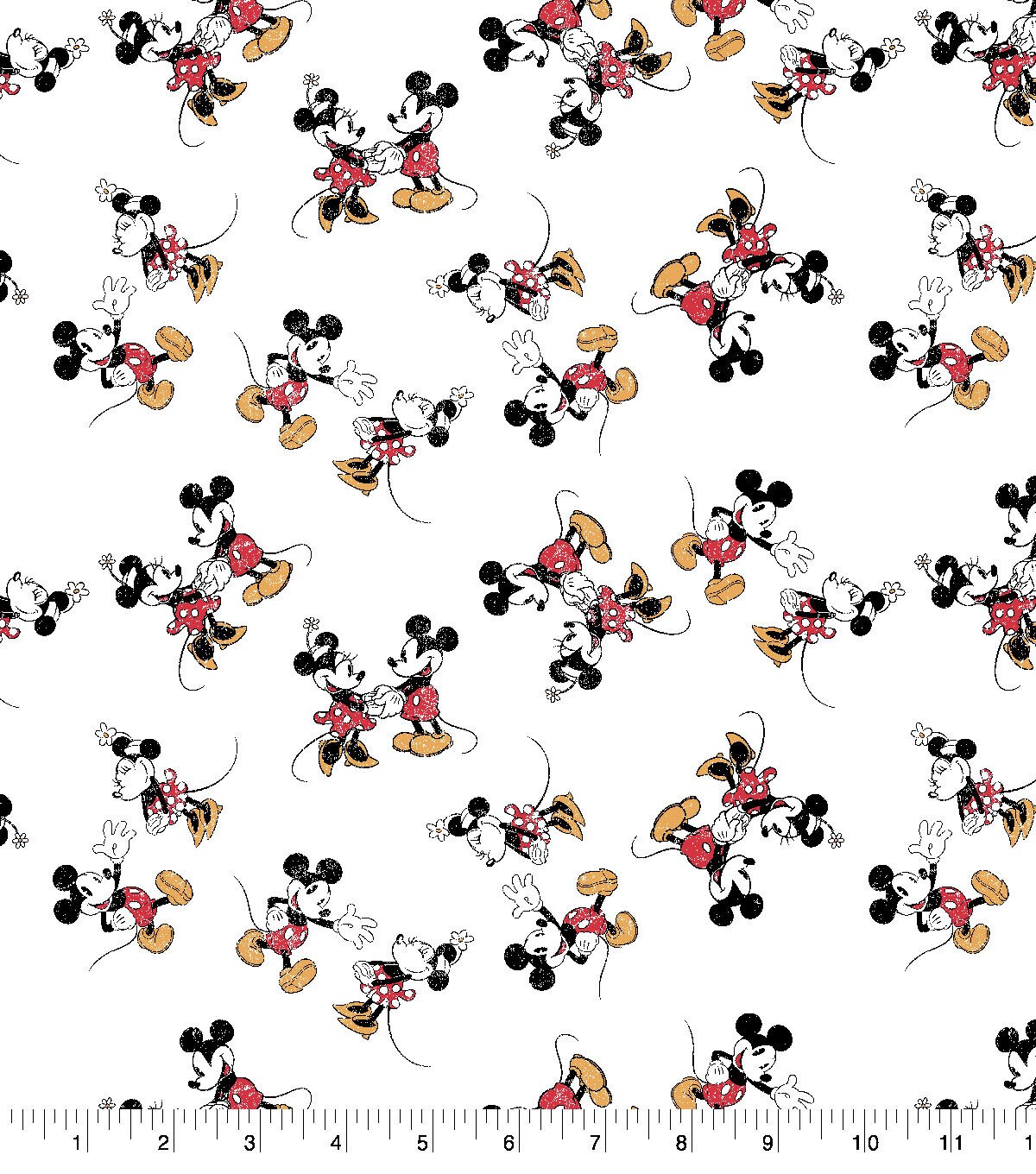 Mickey Minnie Vintage Scatter Cotton Fabric