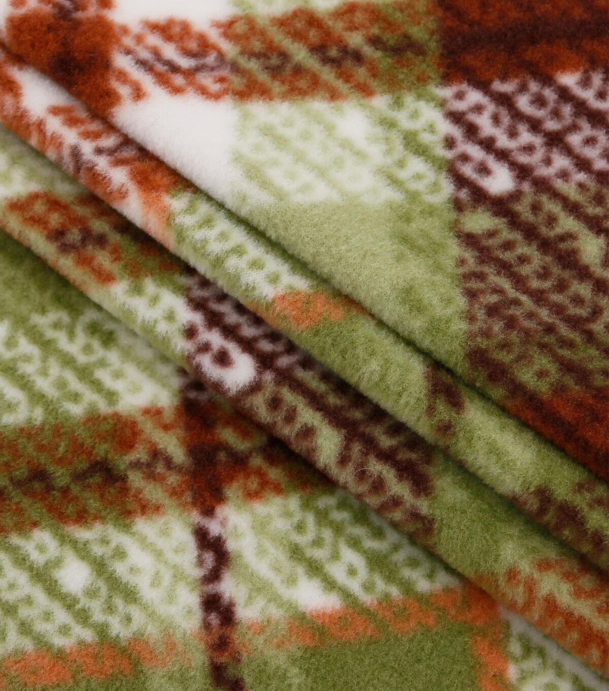 Green & Brown Plaid Anti Pill Fleece Fabric