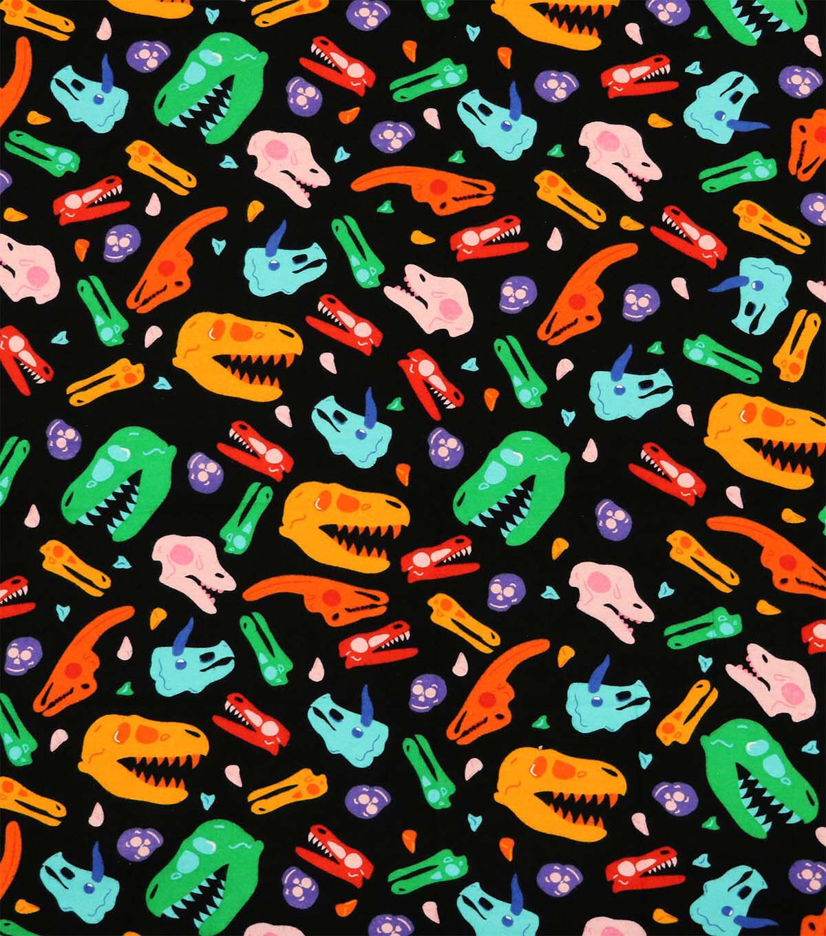 Multicolor Dinosouar Heads Super Snuggle Flannel Fabric by POP!