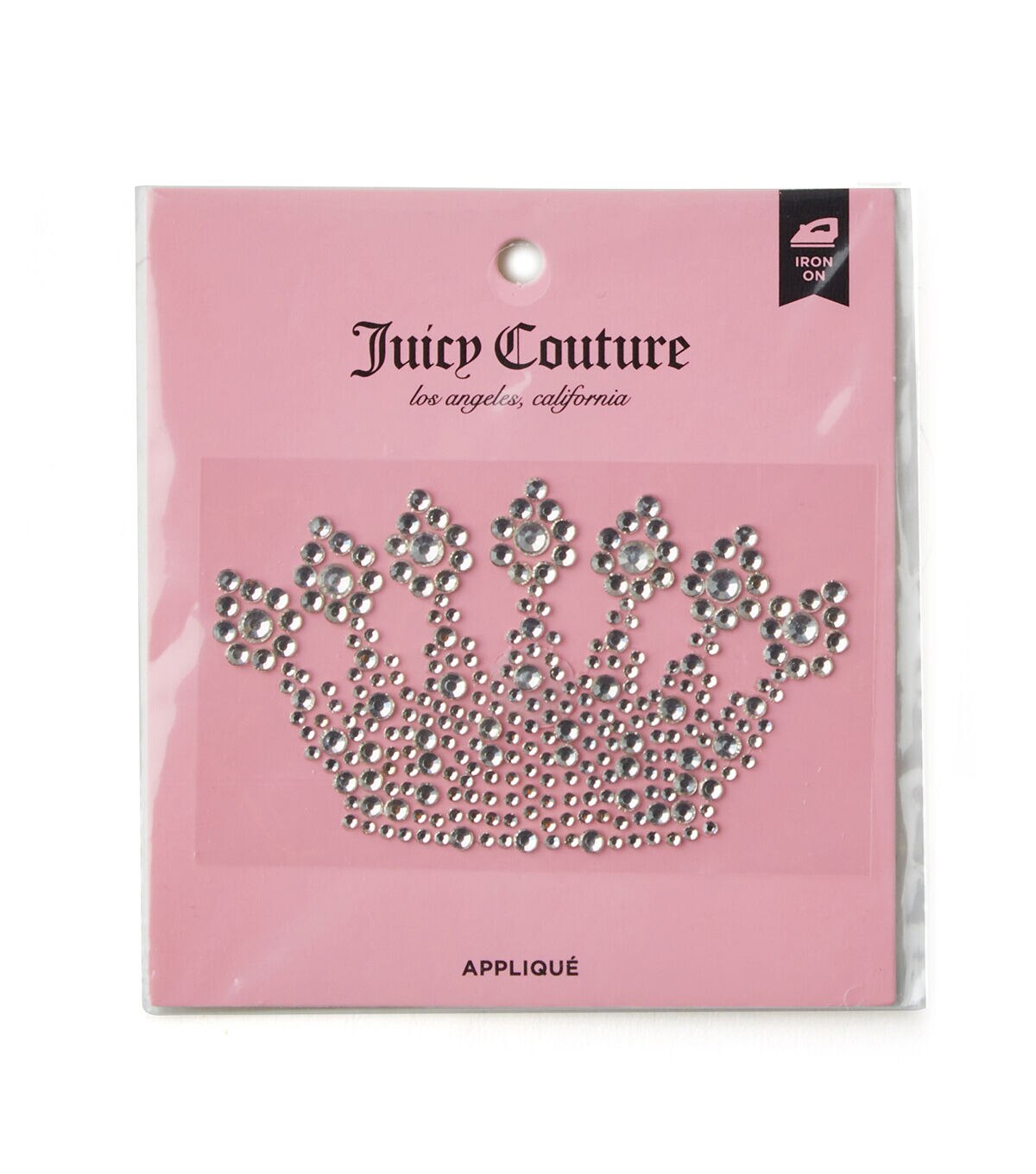 Juicy Couture 3 Rhinestone Crown Iron On Patch