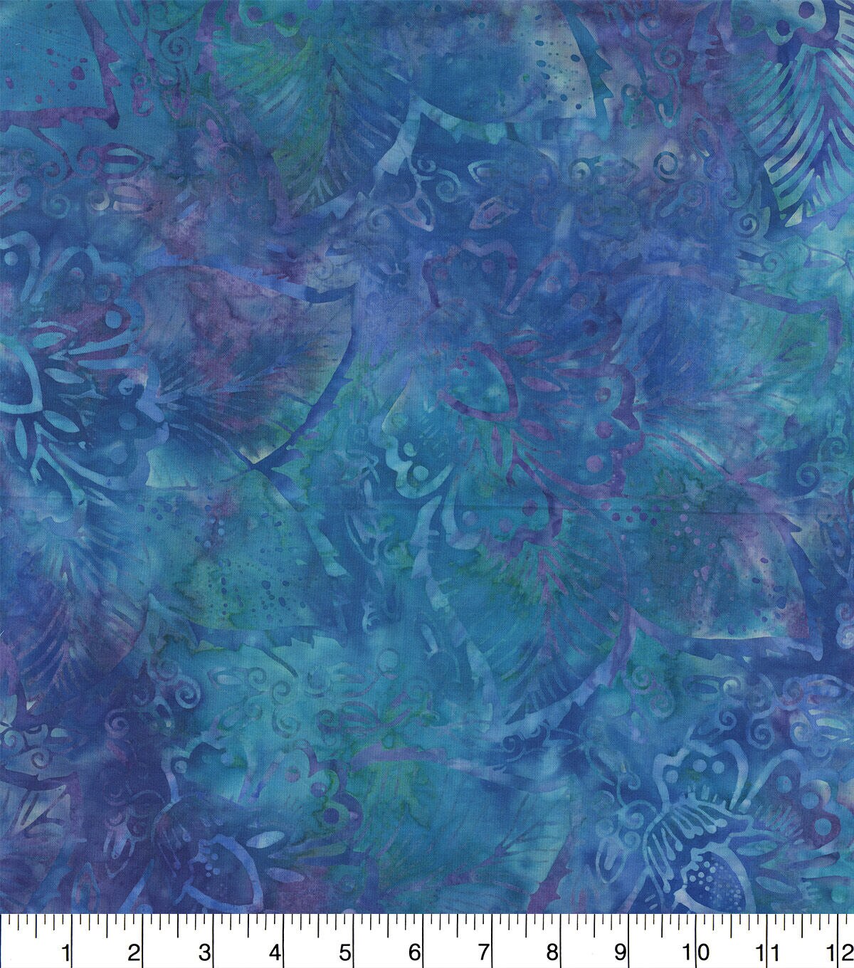 Hi Fashion Floral Large Purple Blue Batik Cotton Fabric