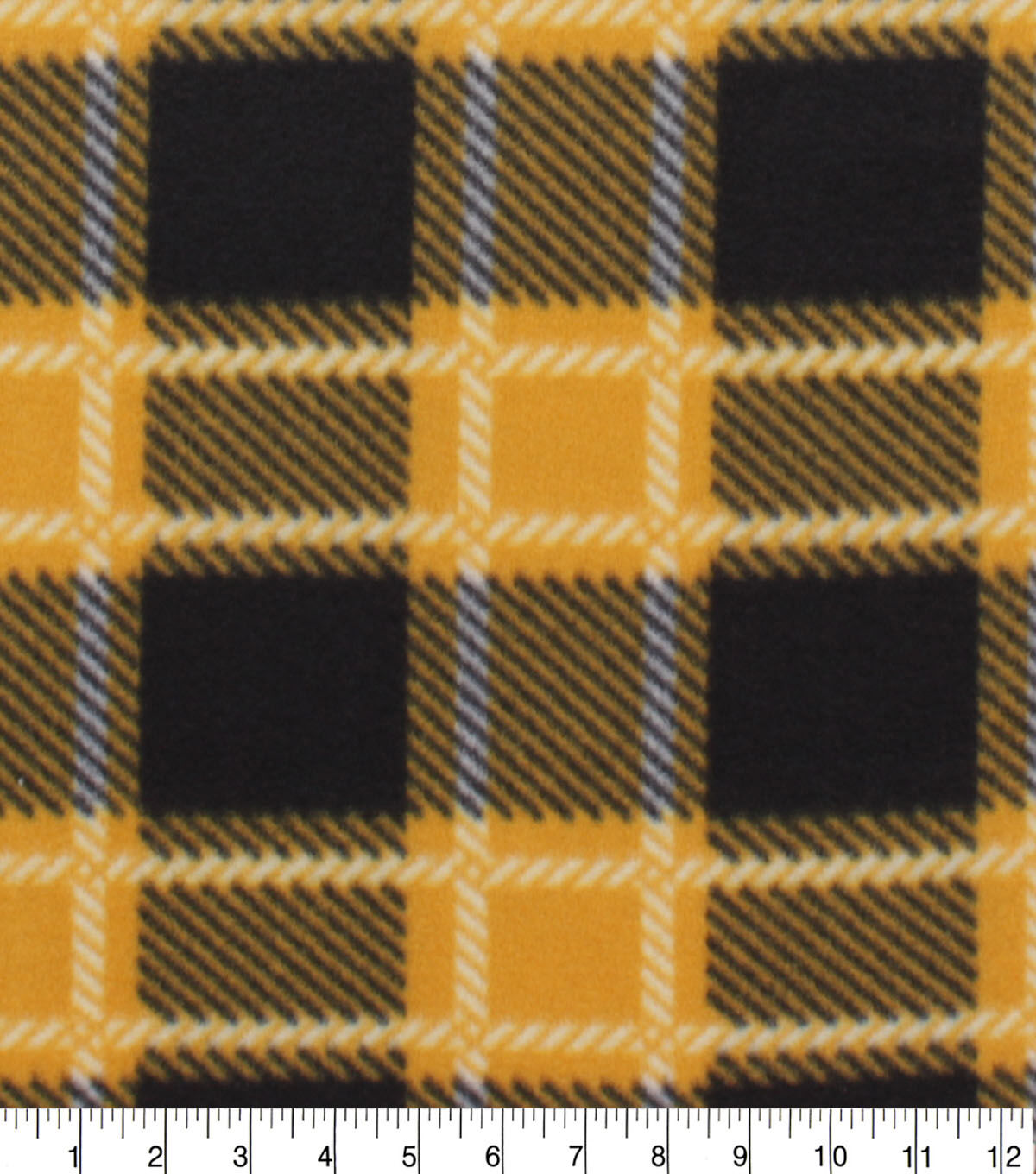 Yellow Black Plaid Blizzard Fleece Fabric