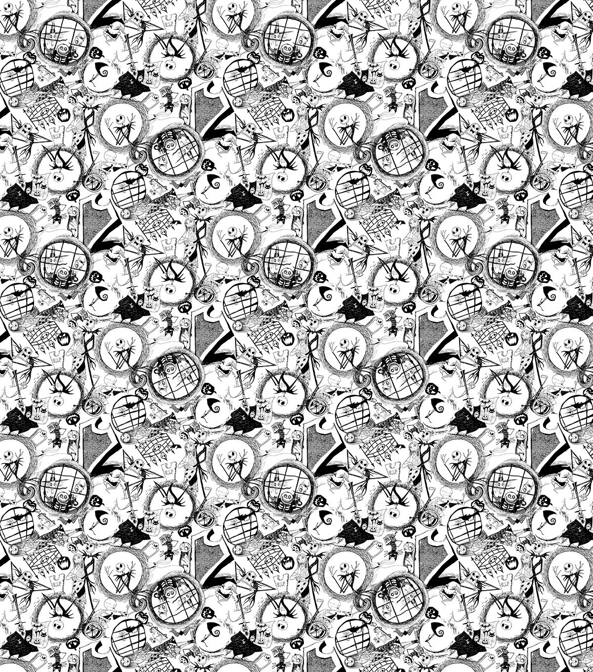 Disney Jack & Sally Tossed World Nightmare Before Christmas Knit Fabric