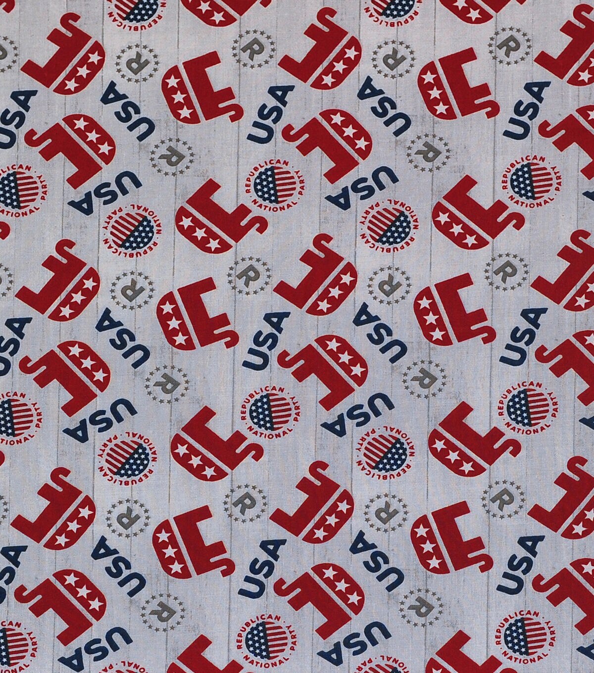 Republican Elephants Toss Patriotic Cotton Fabric