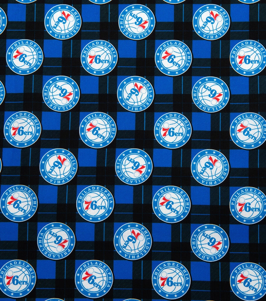 NBA Philadephia 76ers Plaid Logo Cotton Fabric