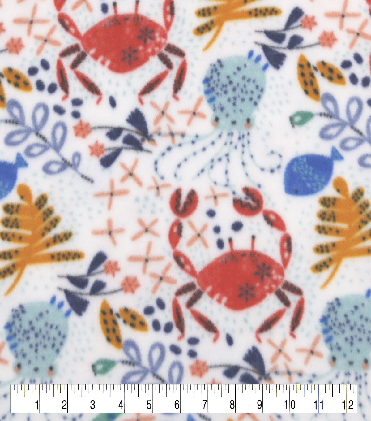 Watercolor Ocean Animals Anti Pill Fleece Fabric