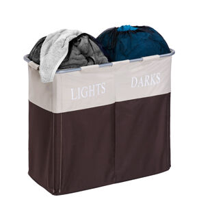 Honey Can Do 25 x 21.5 Brown & Taupe Dual Compartment Laundry Hamper