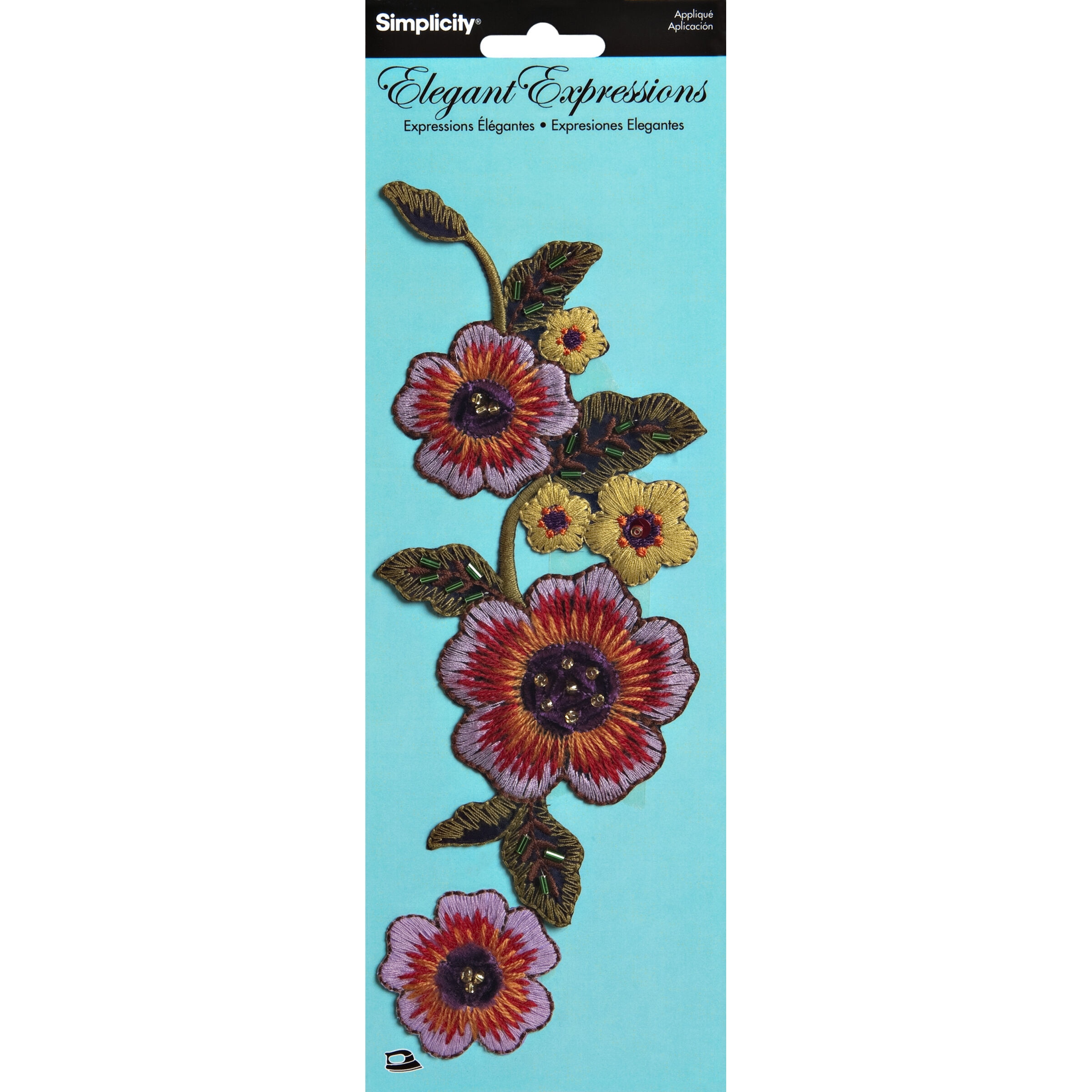 Simplicity 2ct Multicolor Floral Embroidery Iron On Patches