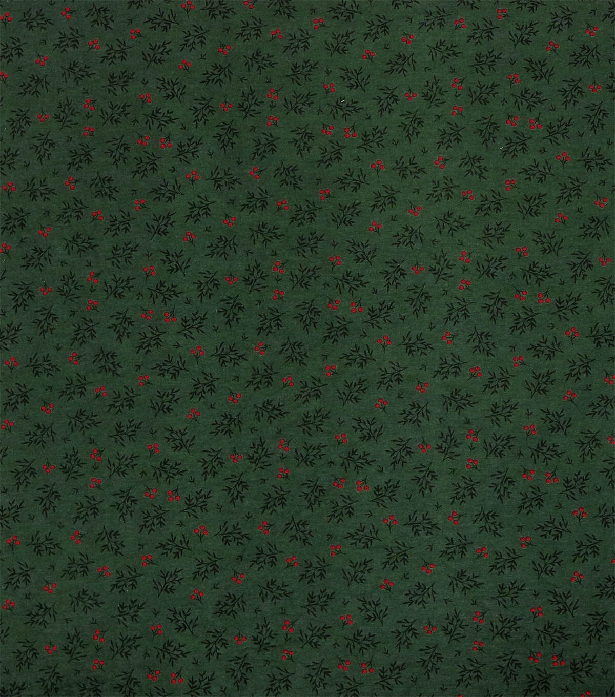 108 Wide Mistletoe on Green Christmas Flannel Fabric