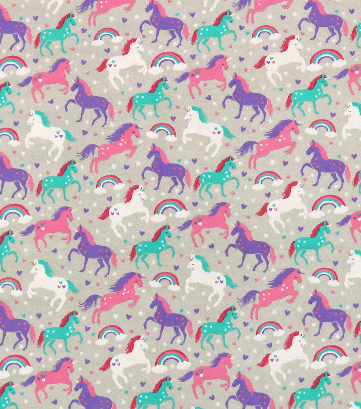 Stars & Hearts Unicorns Super Snuggle Flannel Fabric