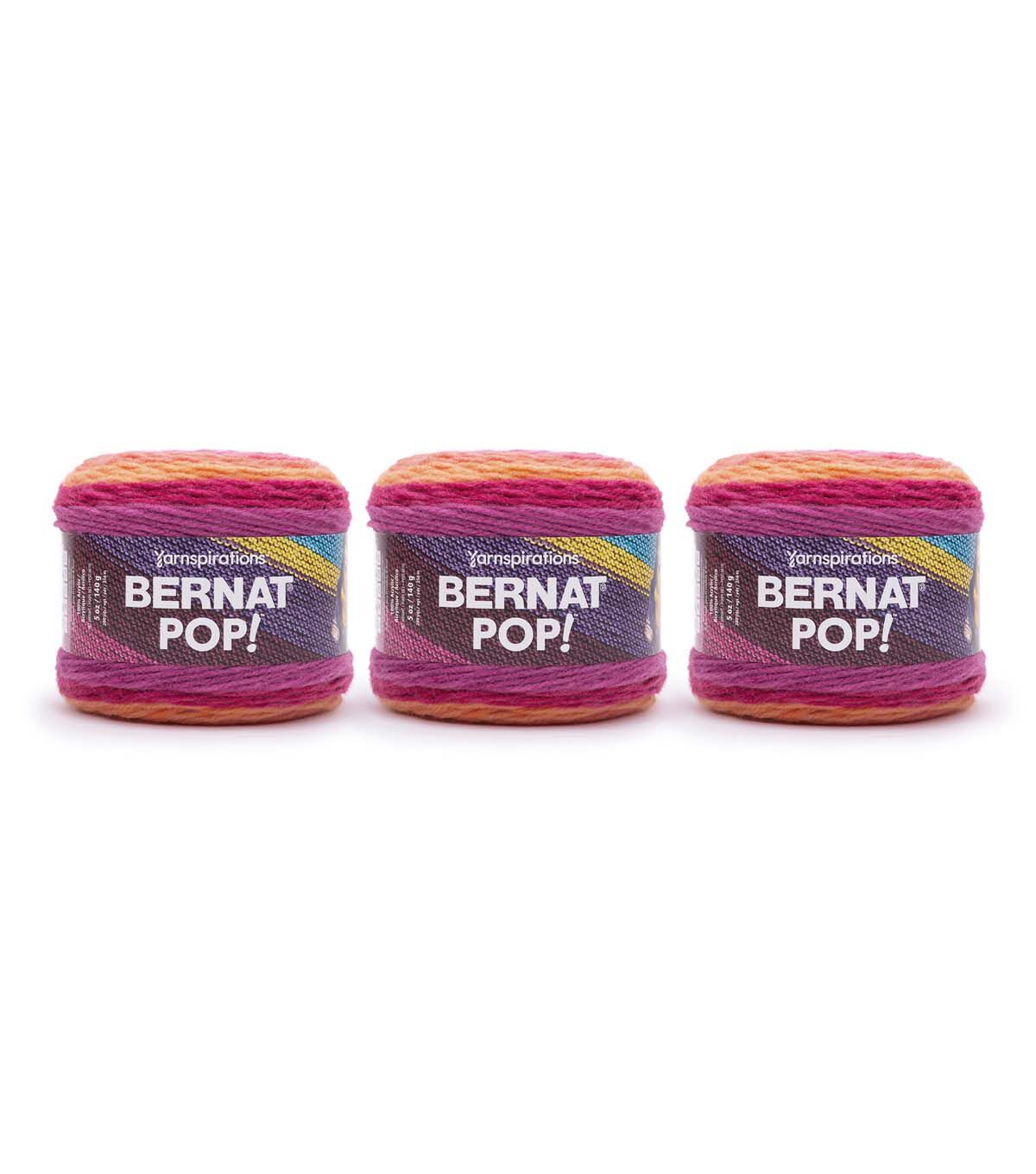 Bernat POP! 280yds Worsted Acrylic Yarn 3 Bundle