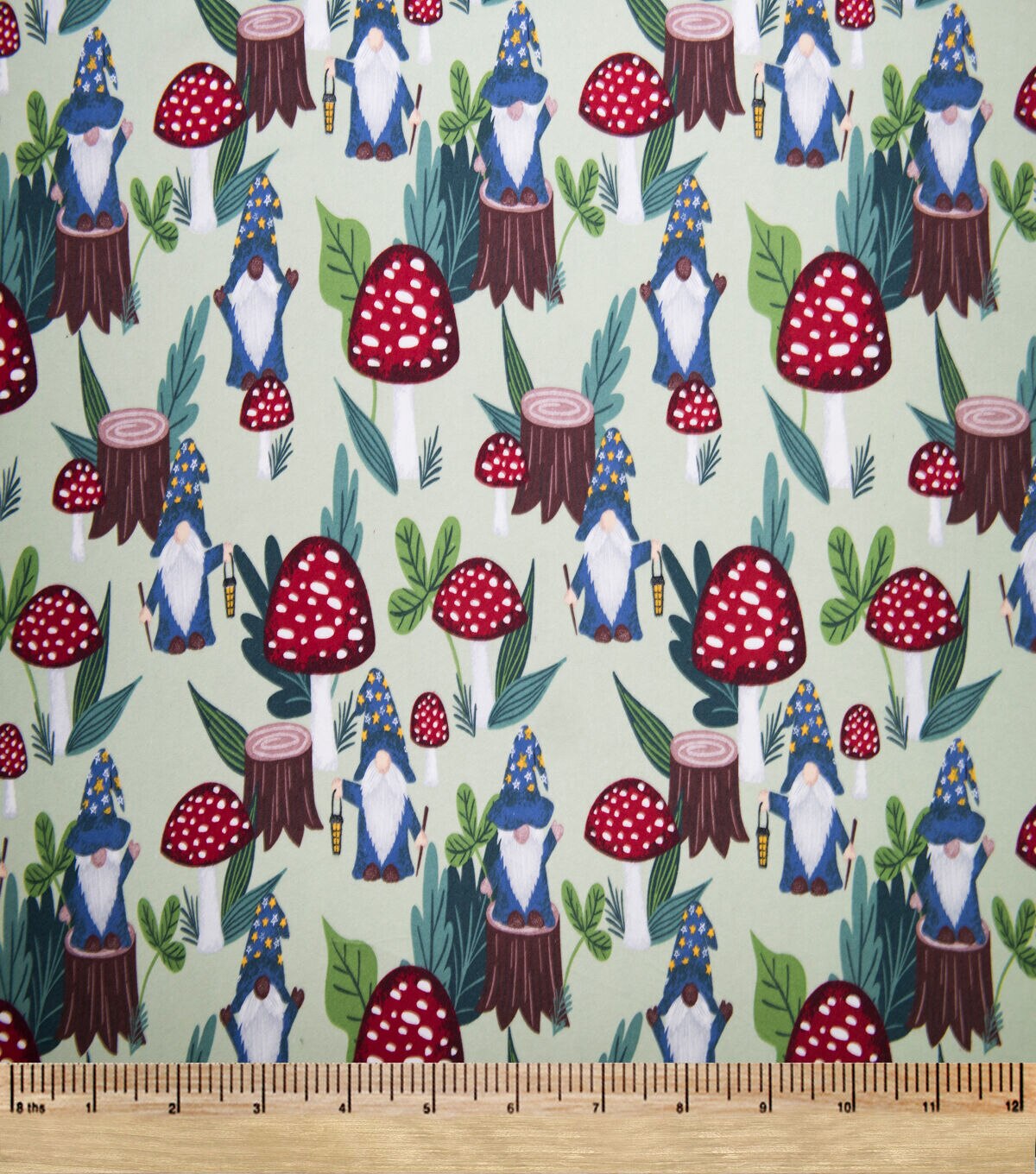 Super Snuggle Gnome & Mushrooms Flannel Fabric